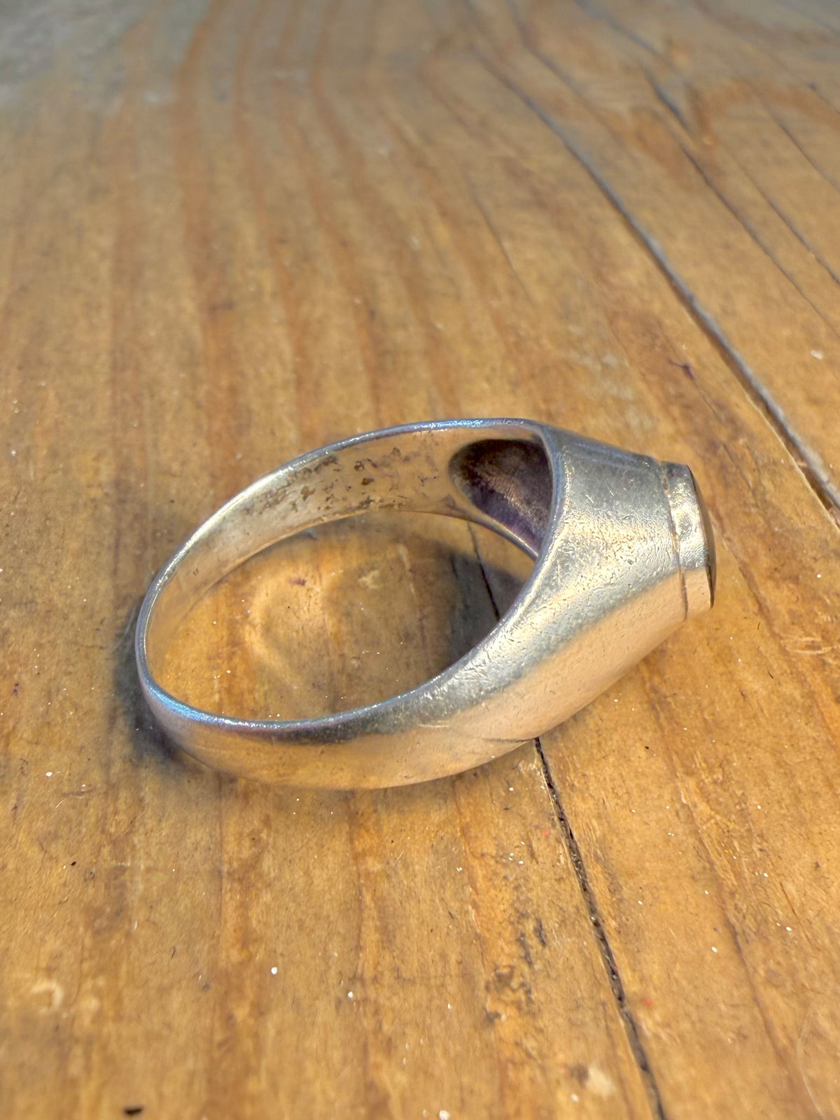 Black Circle Signet 925 Sterling Silver Size T Ring