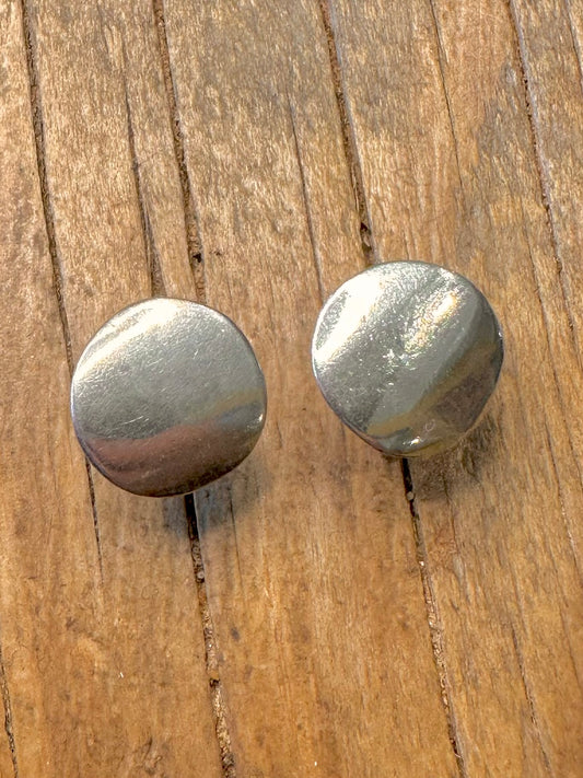 Modernist Abstract Circle Studs 925 Sterling Silver Earrings
