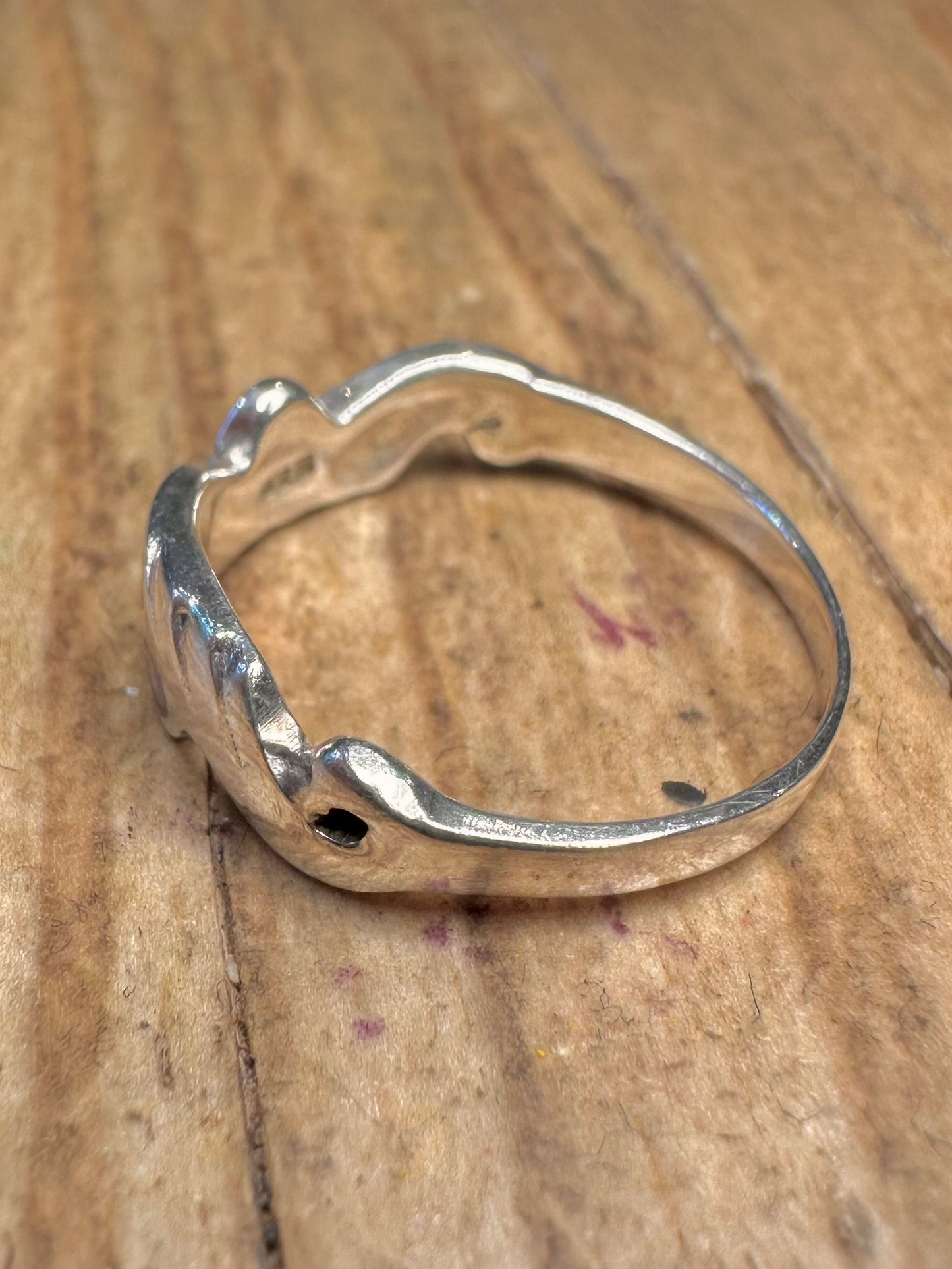 Modernist Pink Mother of Pearl 925 Sterling Silver Size N Ring