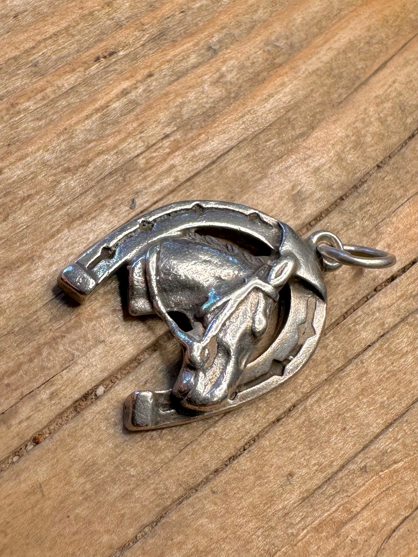 Vintage Horse and Shoe 925 Sterling Silver Pendant