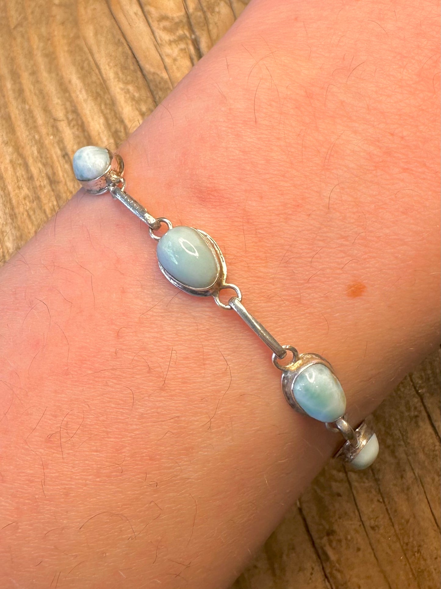 Larimar-Armband, Tropfenform, Hakenverschluss, 925 Sterling, 18,8 cm