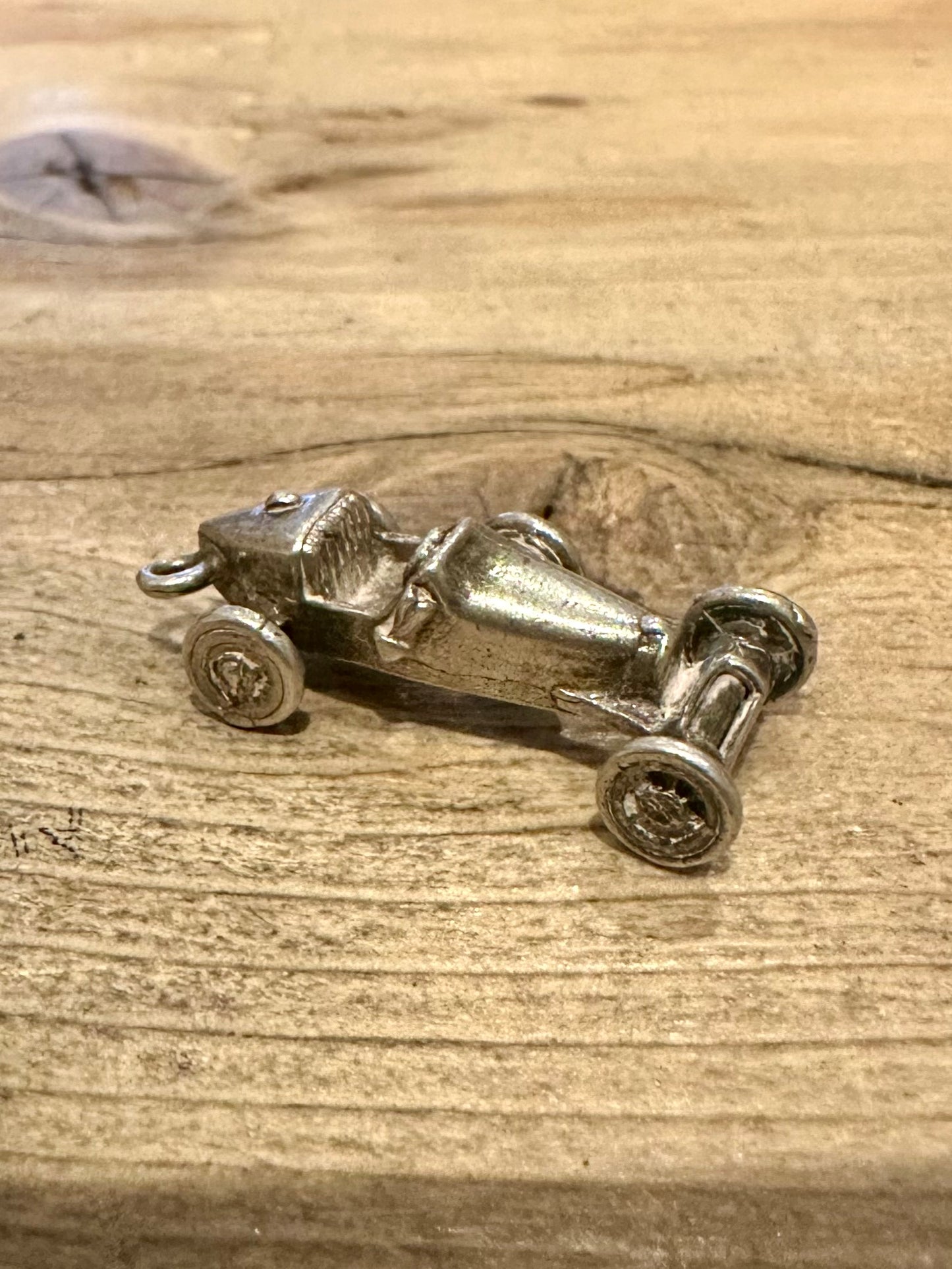 Vintage Race Car 925 Silver Charm Pendant