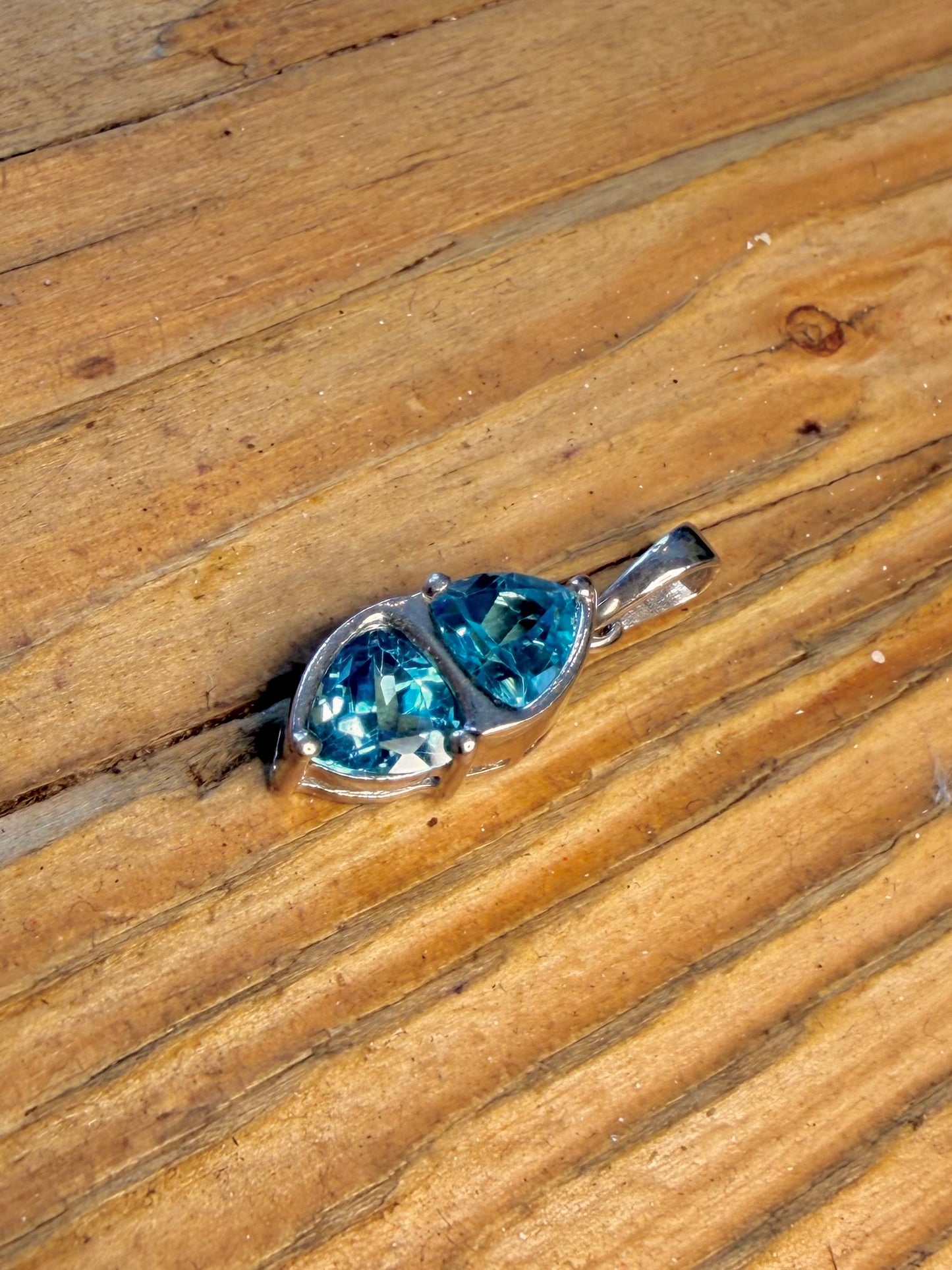 Abstract Blue CZ 925 Sterling Silver Pendant