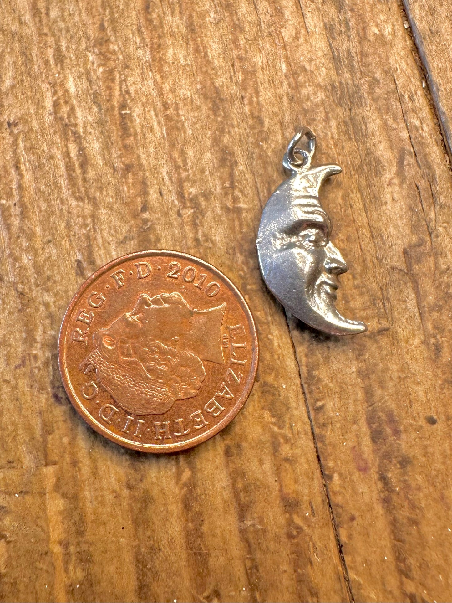 Moon Face Happy and Sad 925 Sterling Silver Charm Pendant