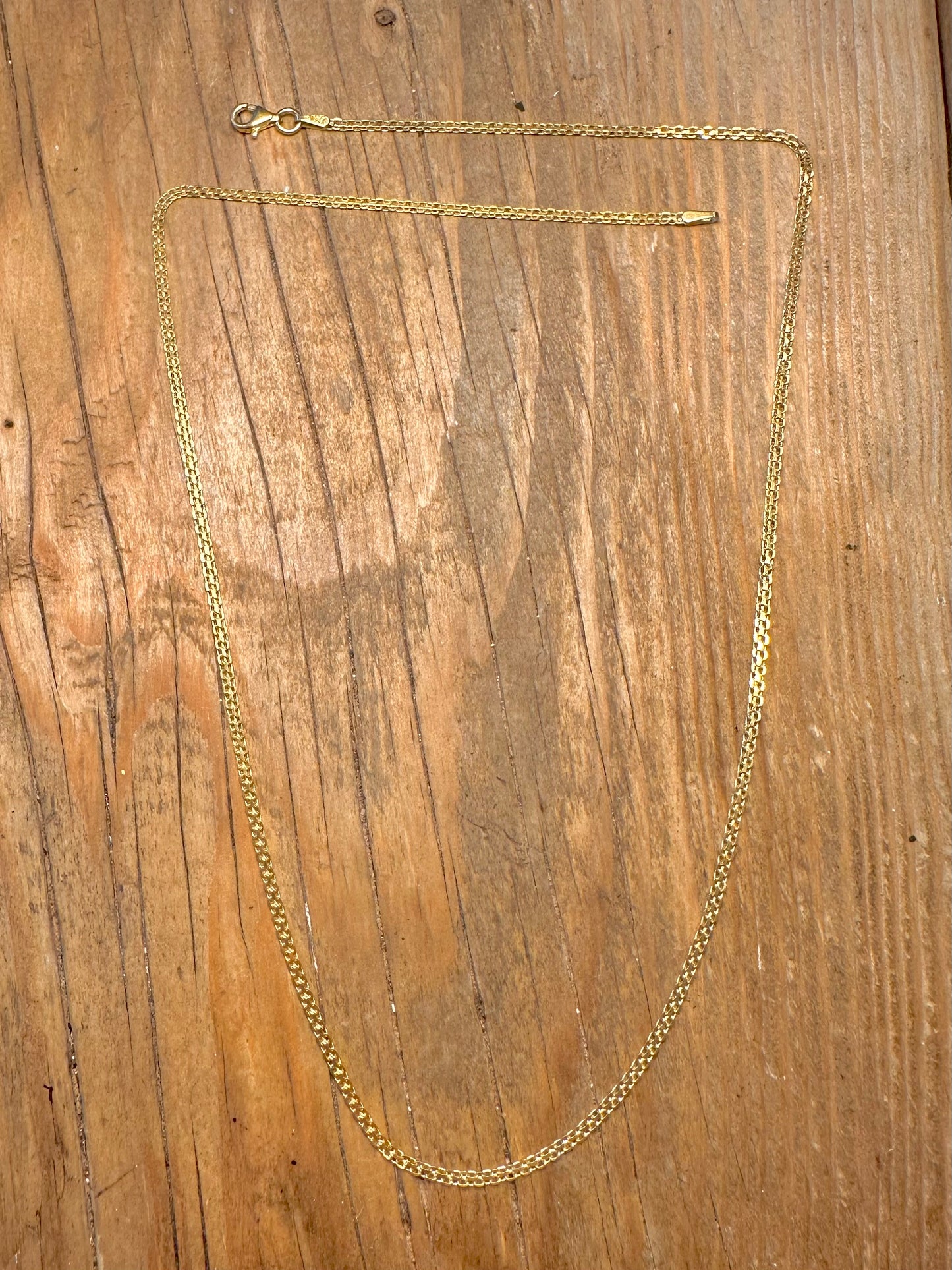 Flat Link Italian Gold on 925 Sterling Silver 20 inch Necklace