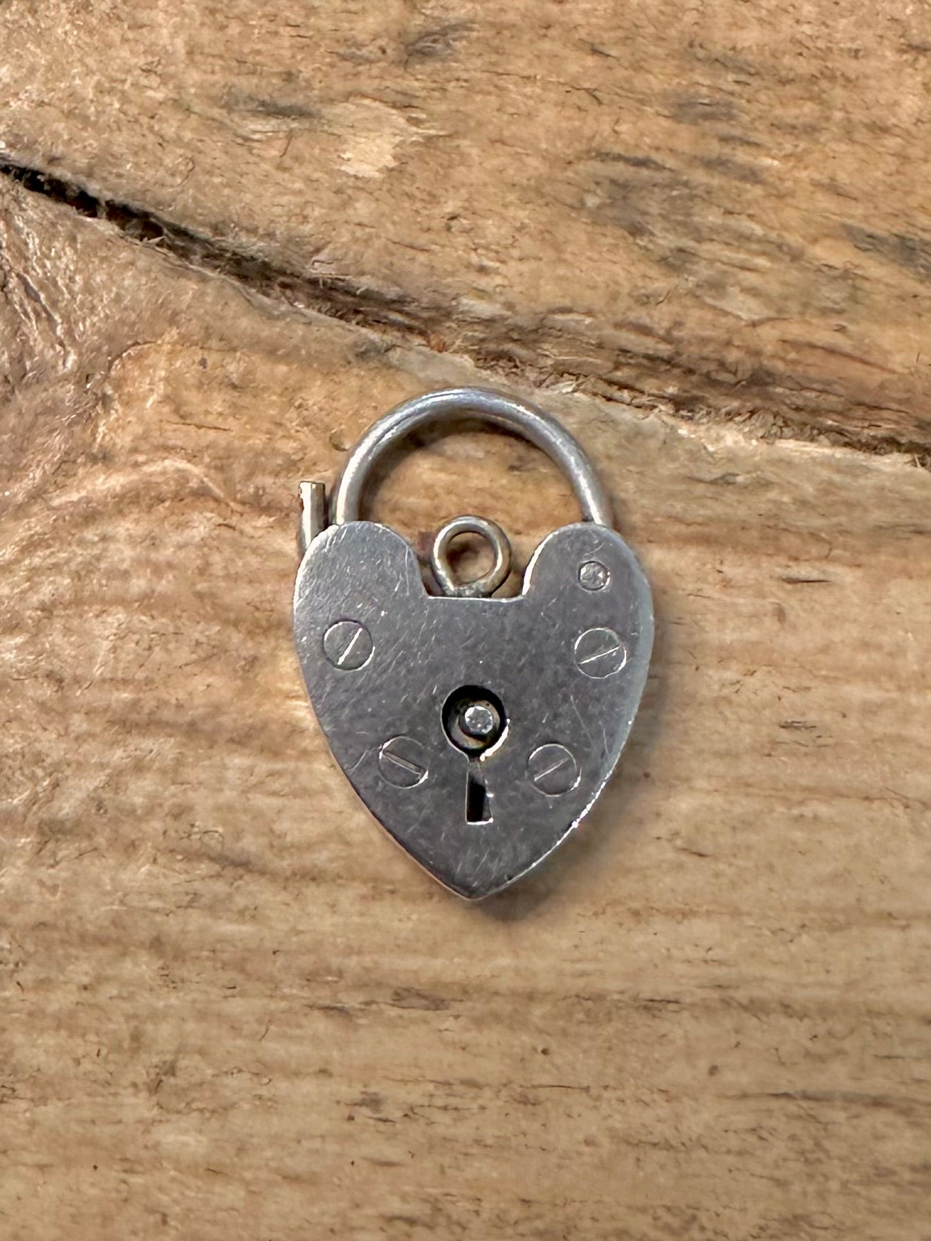 Vintage Heart Padlock 925 Silver Pendant