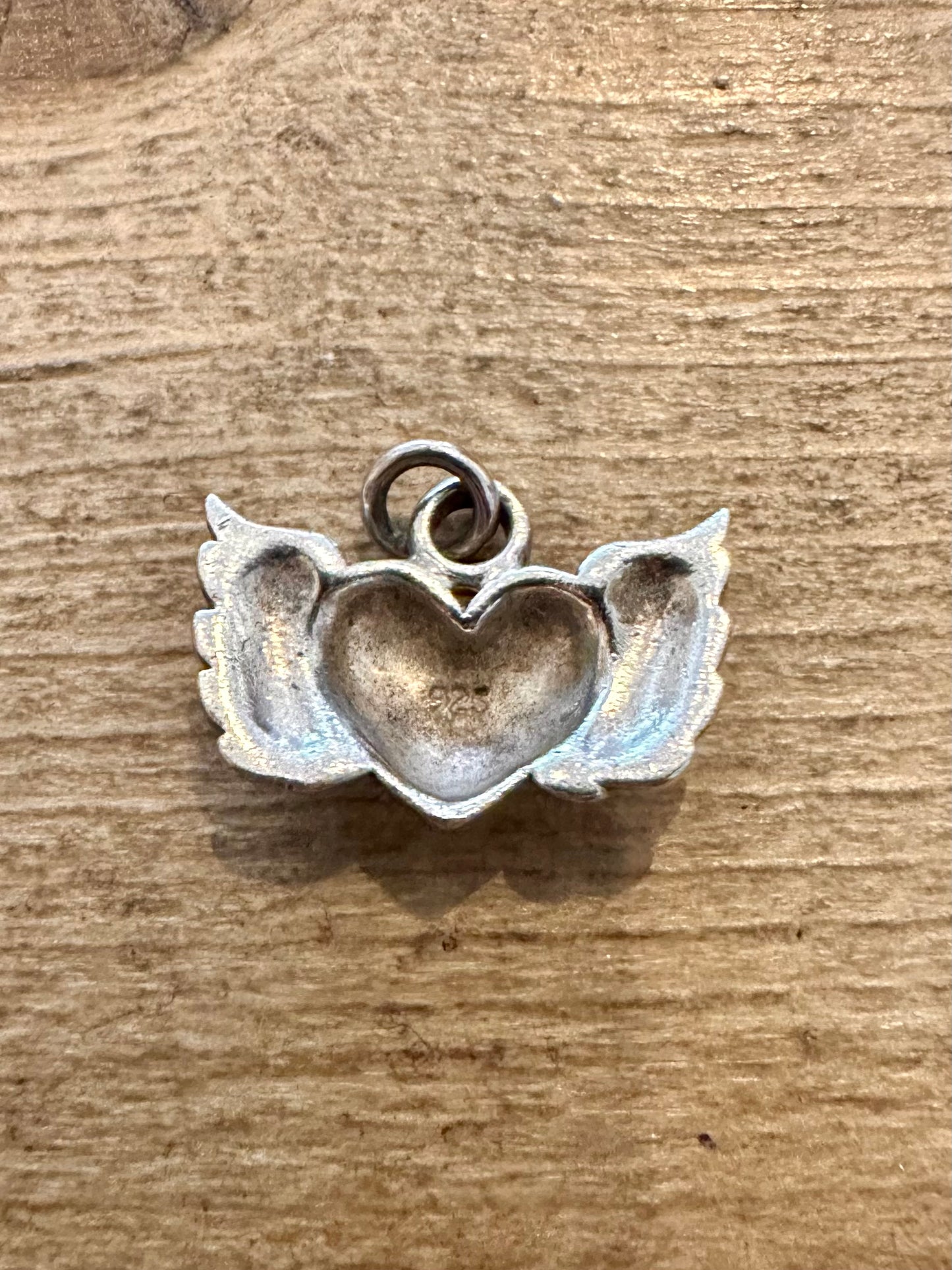 Vintage Heart and Wings 925 Silver Pendant