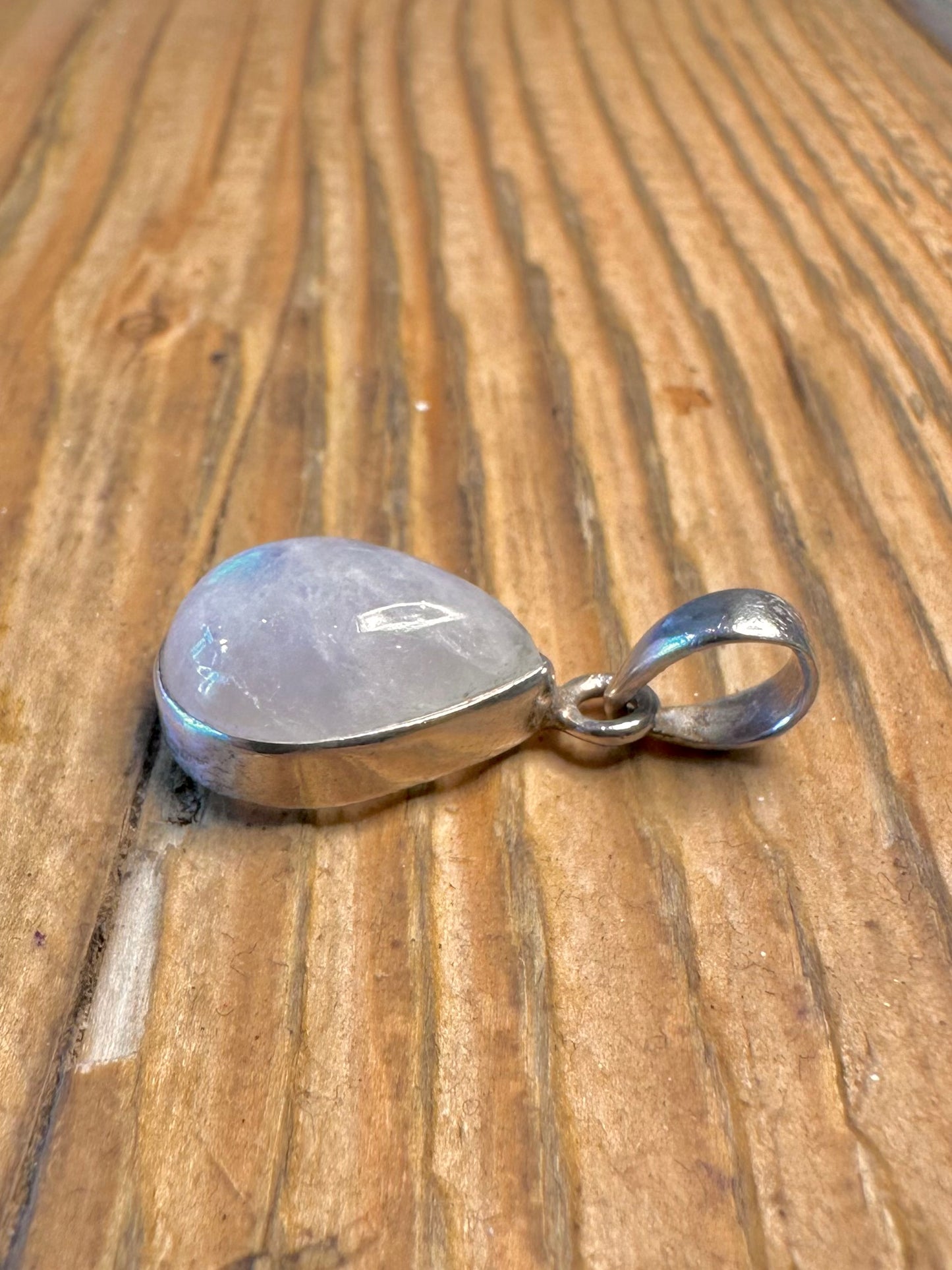Rainbow Moonstone Teardrop 925 Sterling Silver Pendant