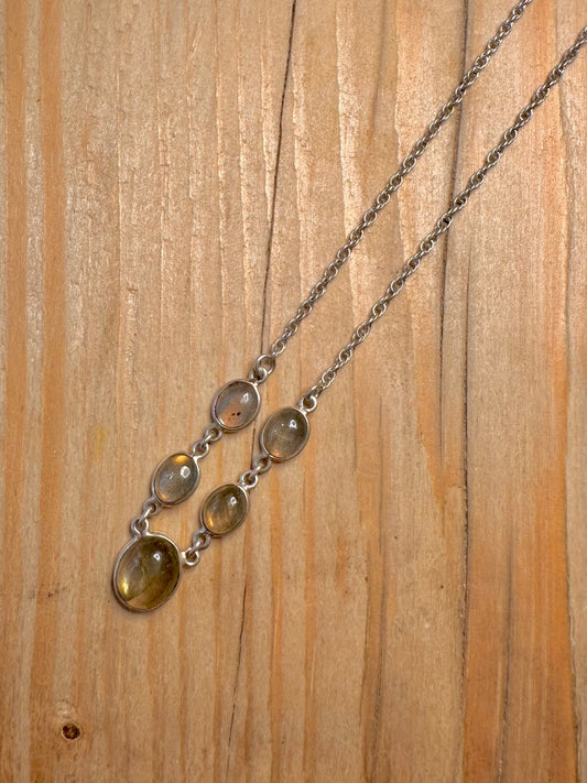 Vintage Labradorite Rope Chain 925 Sterling Silver 17 inch Necklace