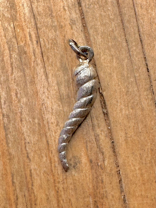 Vintage Horn of Plenty Textured 925 Sterling Silver Pendant