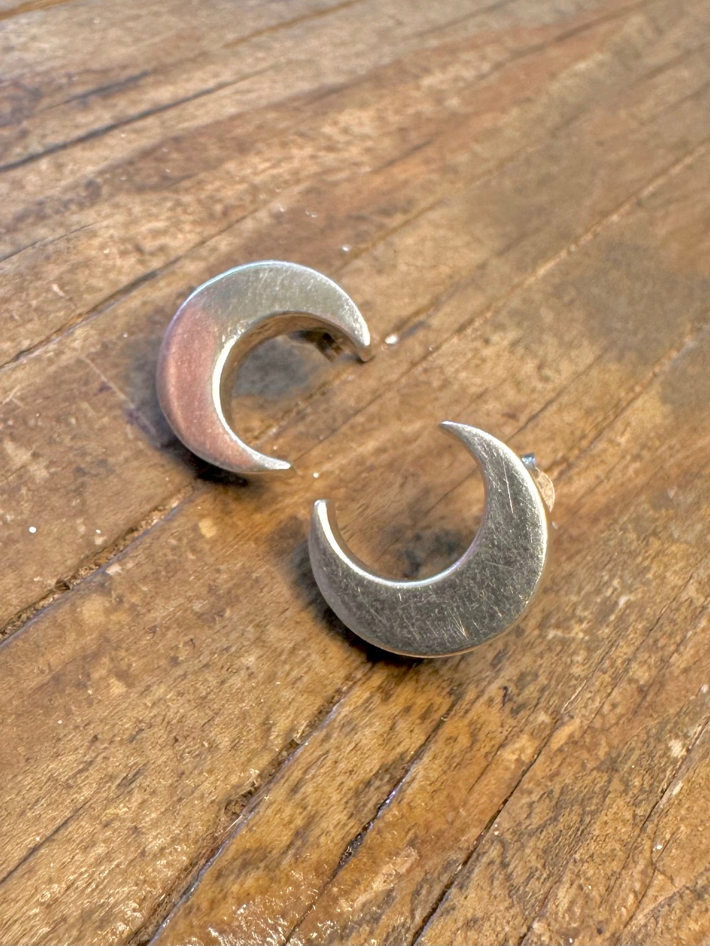 Chunky Crescent Moon 925 Sterling Silver Earrings