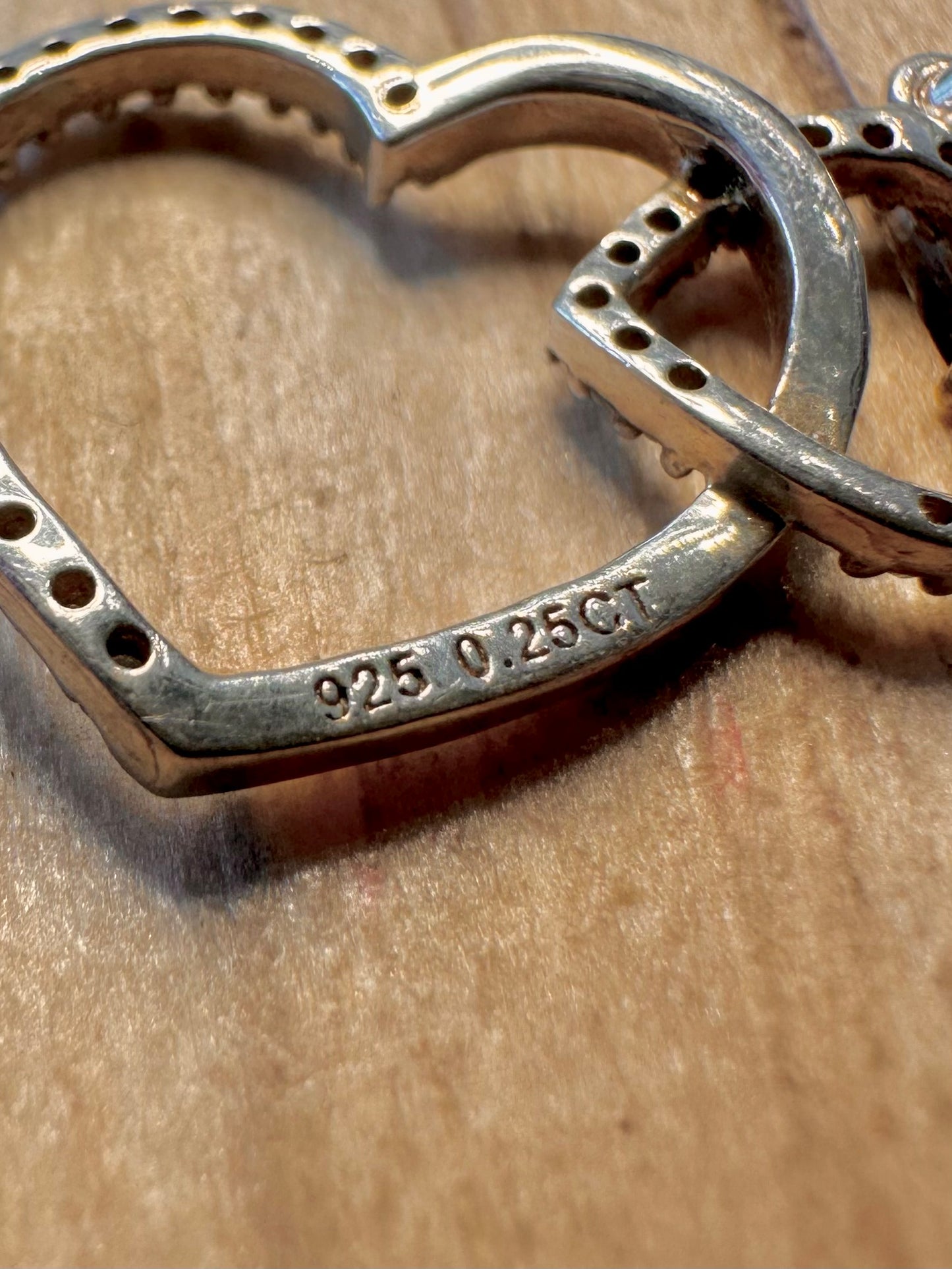 Vintage Heart Diamonds 0.25ct 925 Sterling Silver Pendant