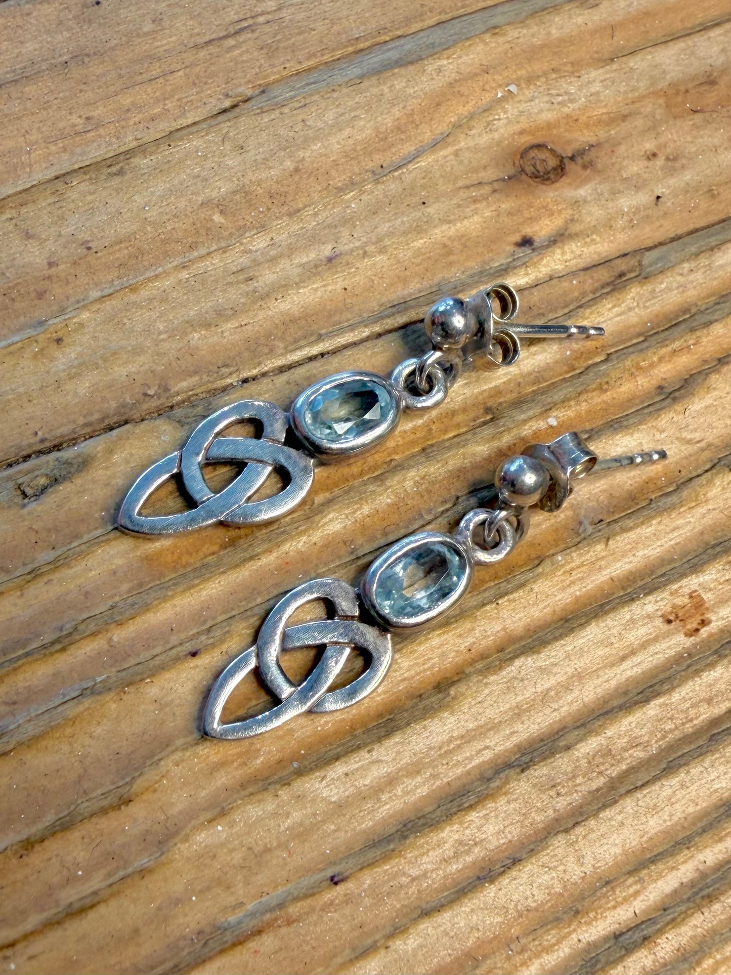 Celtic Blue Stone 925 Sterling Silver Earrings