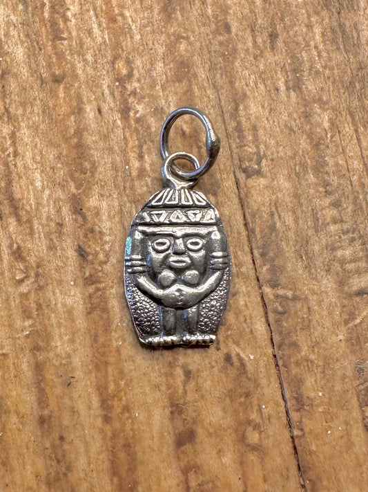 Aztec Figure Silver Charm Pendant