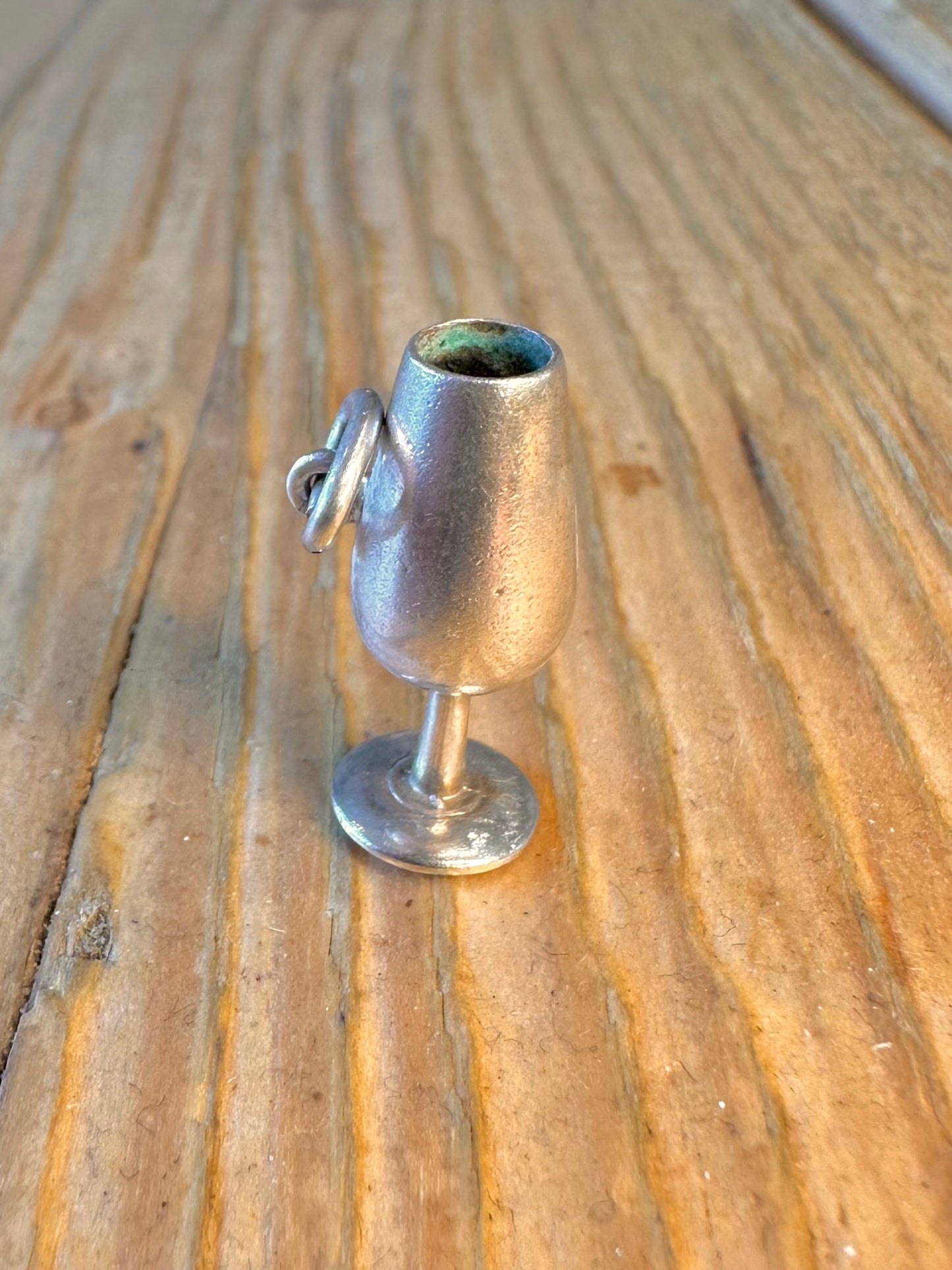 Wine Glass 925 Sterling Silver Charm Pendant