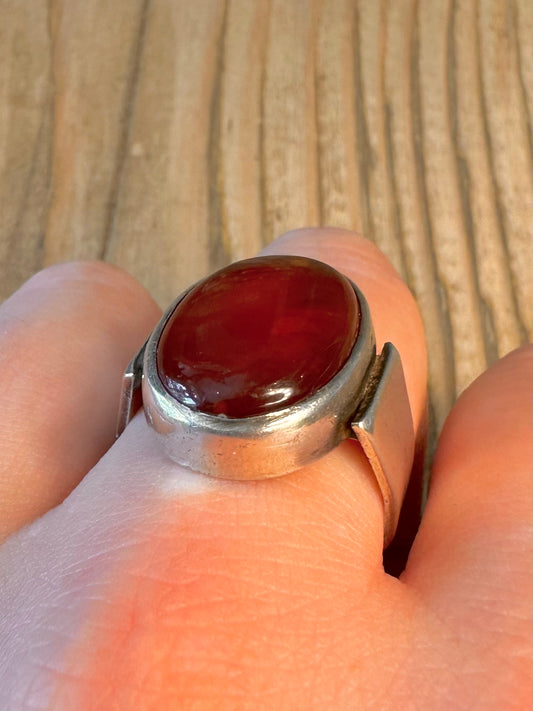 Oval Carnelian 925 Sterling Silver Size W Ring
