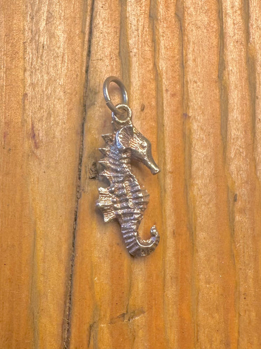 Seahorse 1980 Textured 925 Sterling Silver Charm Pendant