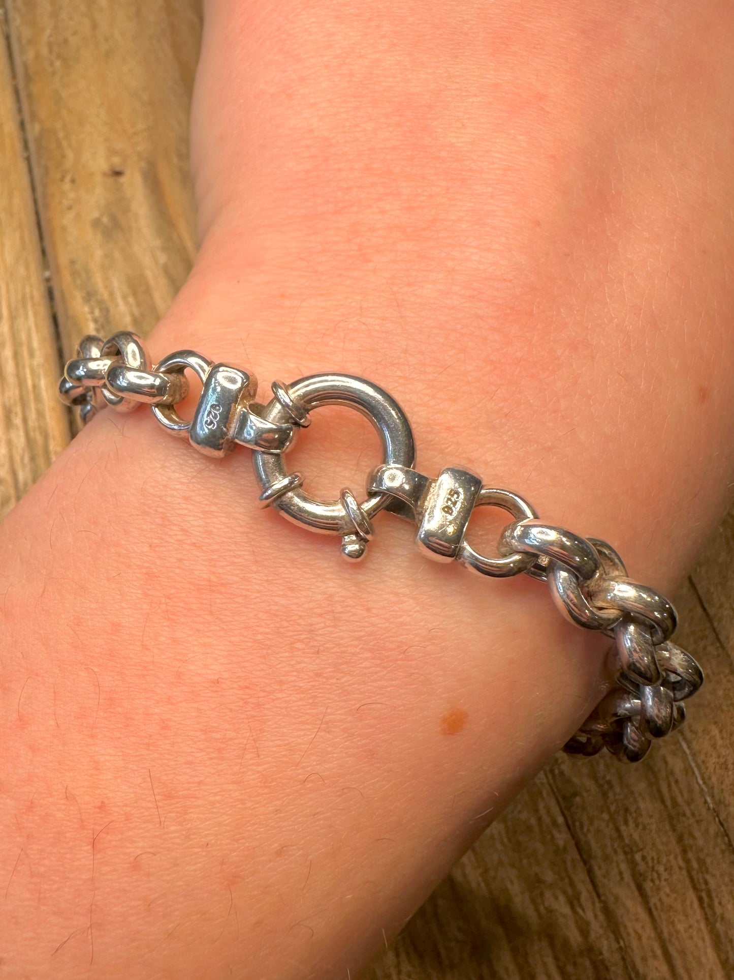 Vintage Massive Belcher-Armband aus 925er Sterlingsilber, 19,8 cm