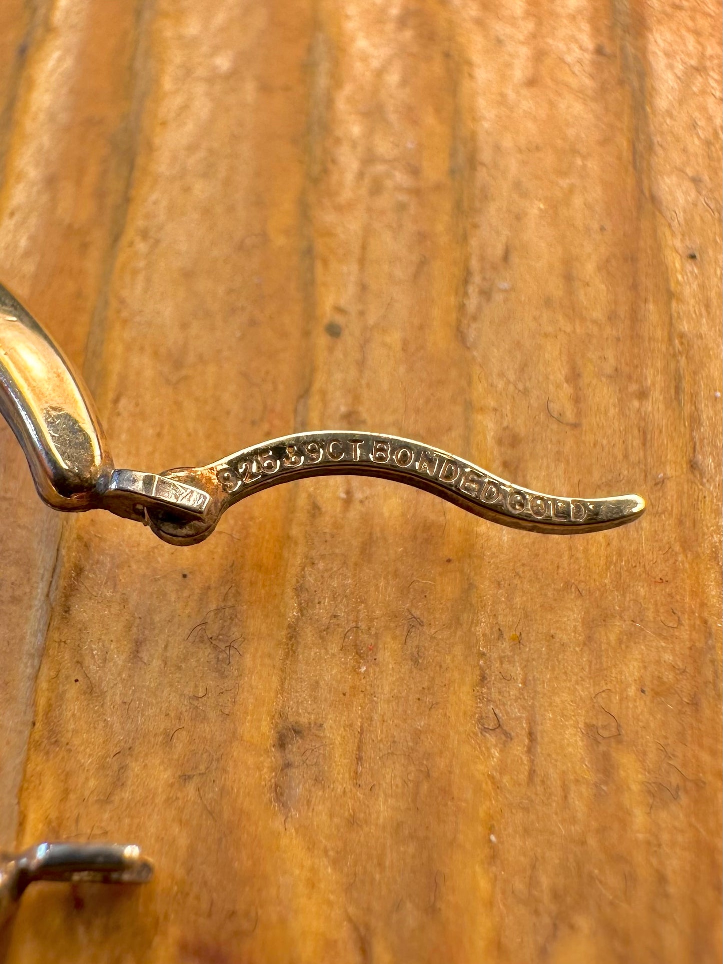 Creole Hoops Stones9ct Gold Bonded 925 Sterling Silver Earrings