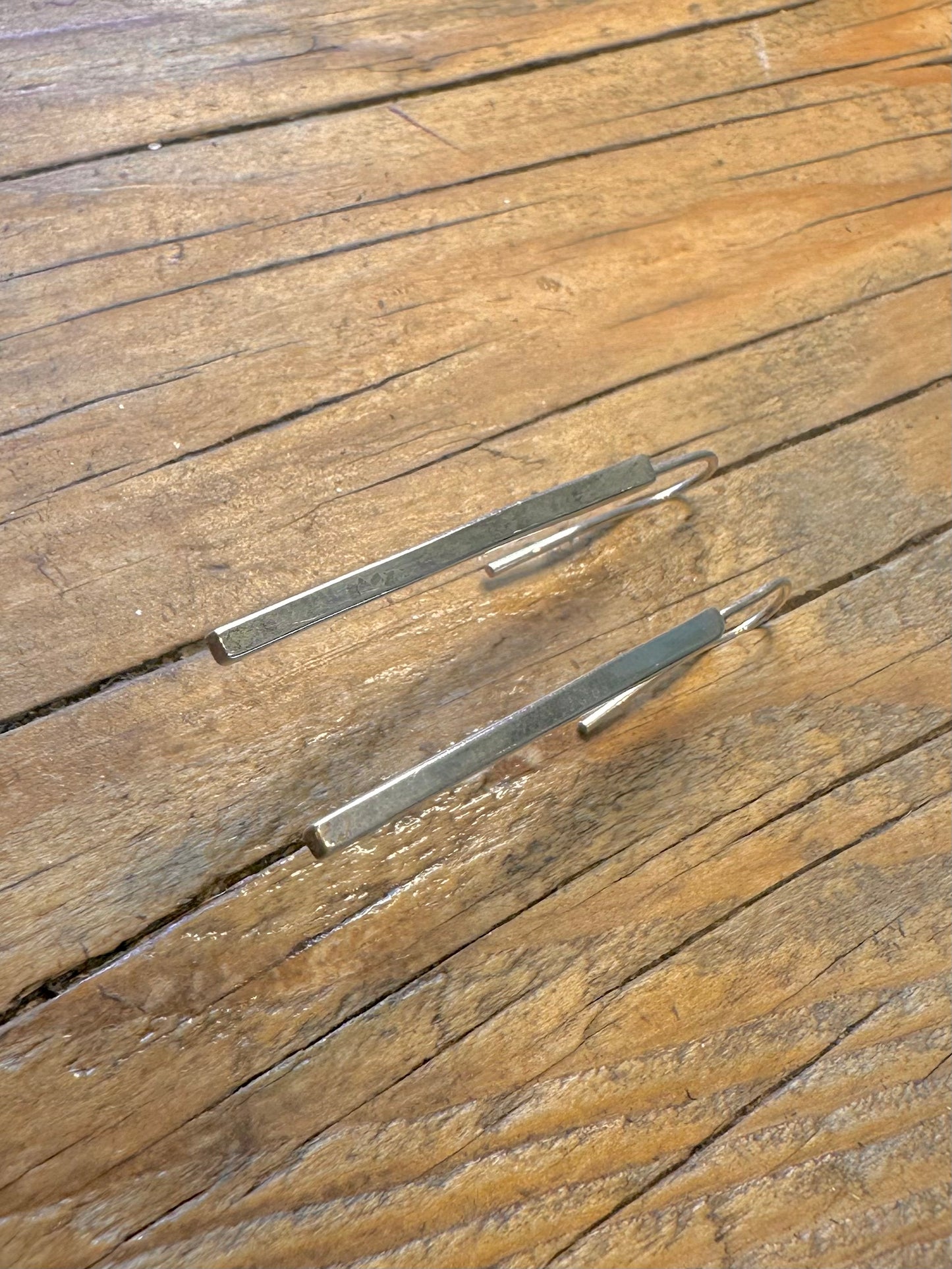Modernist Bar 925 Sterling Silver Earrings