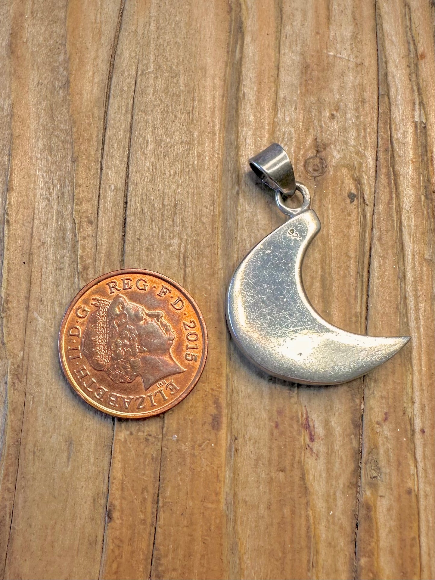 Multi Coloured Mother of Pearl Moon 925 Sterling Silver Pendant