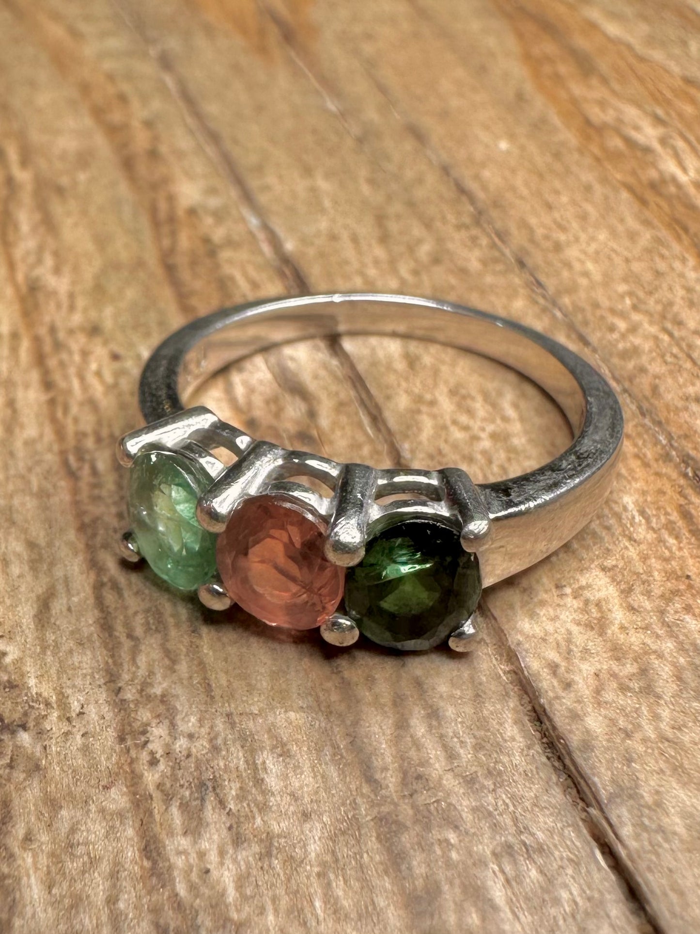 Vintage Multi Gemstone 925 Sterling Silver Size N1/2 Ring