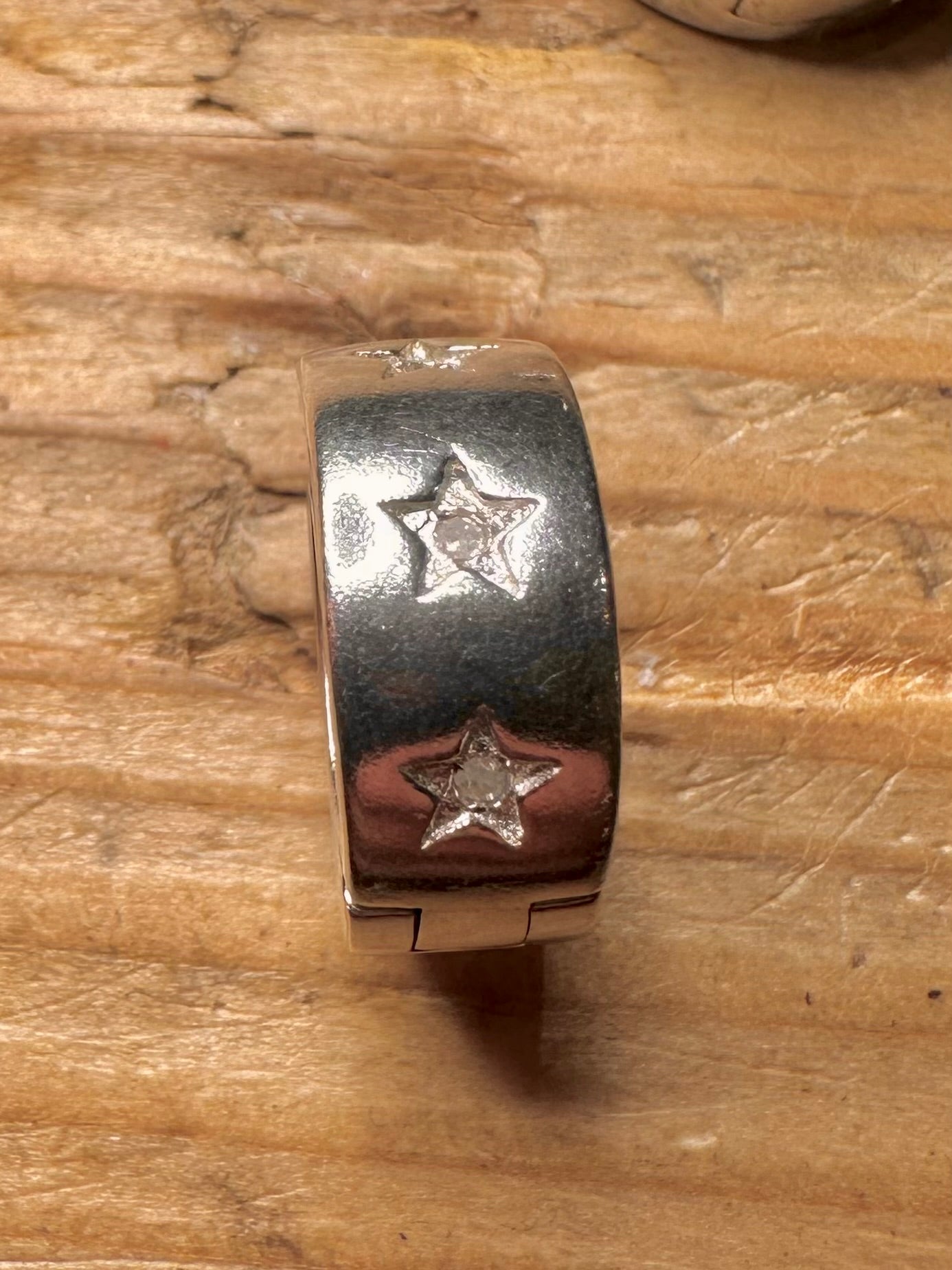 Moderne klobige Stern-Ohrringe mit weißem Stein, 925er Sterlingsilber