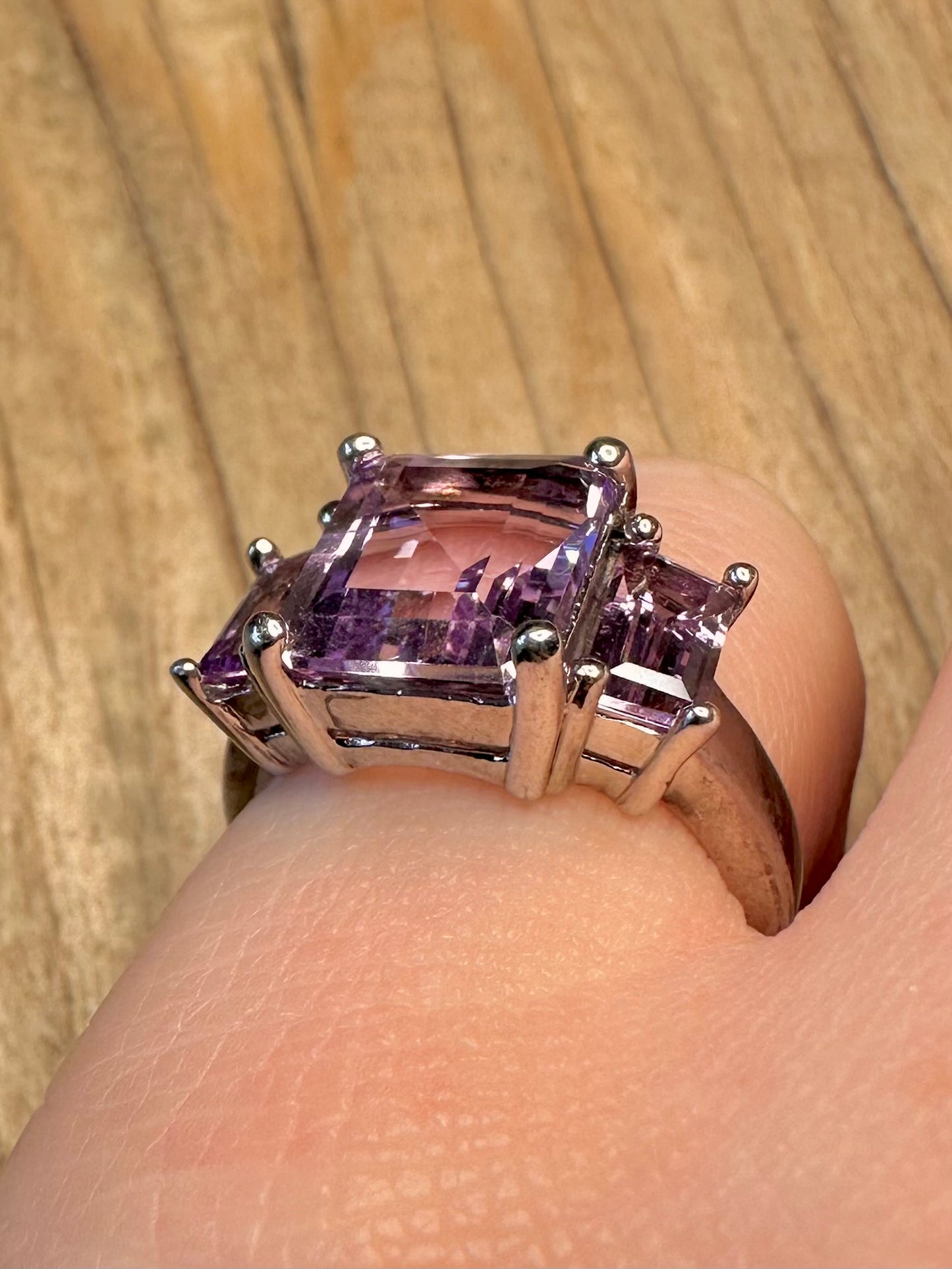 Vintage Amethyst 925 Sterling Silver Size N Ring