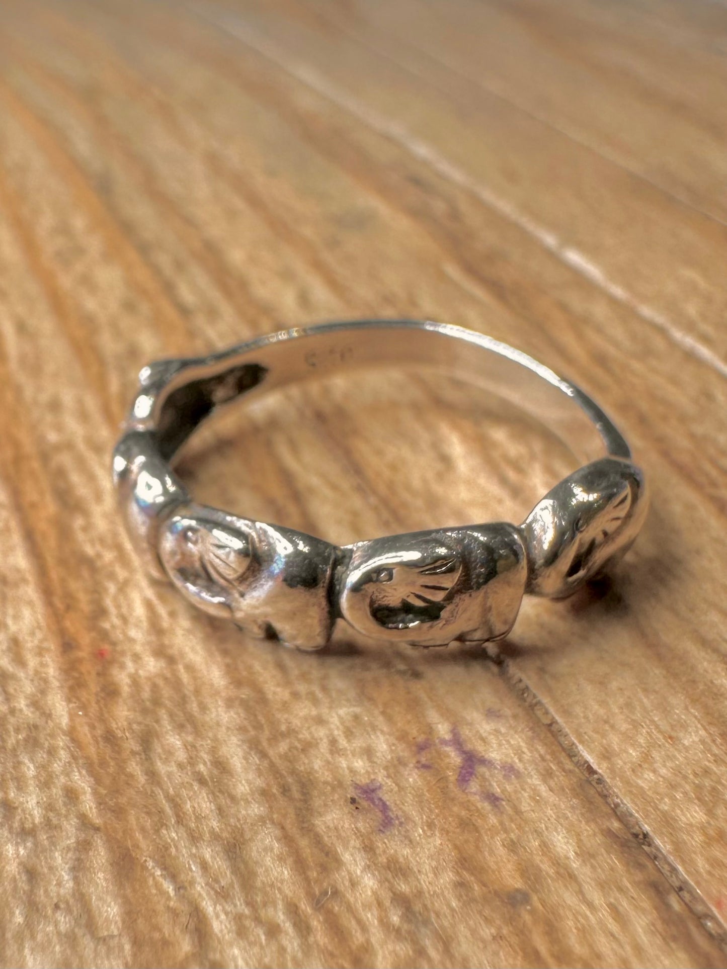Vintage Elephant 925 Sterling Silver Size L Ring