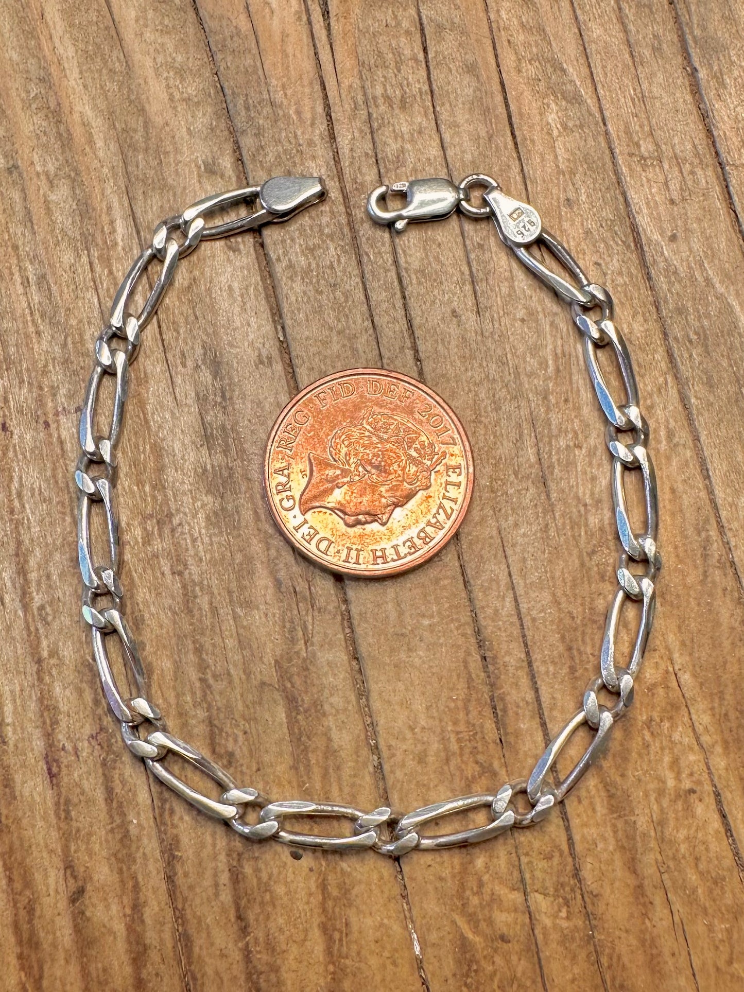 Figaro Chain 925 Sterling Silver 7 inch Bracelet