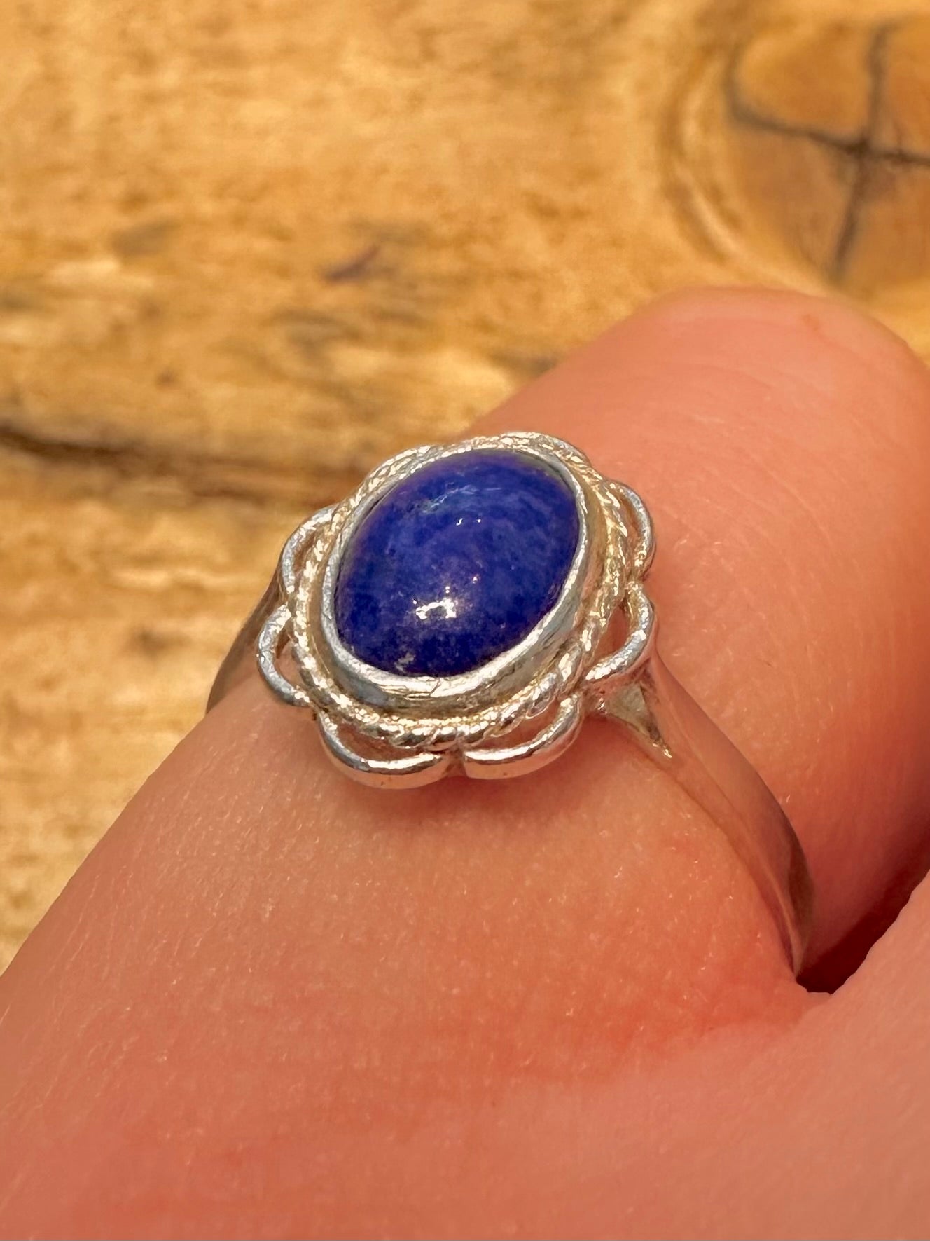 Vintage 1995 Lapis Oval 925 Silver Size N Ring