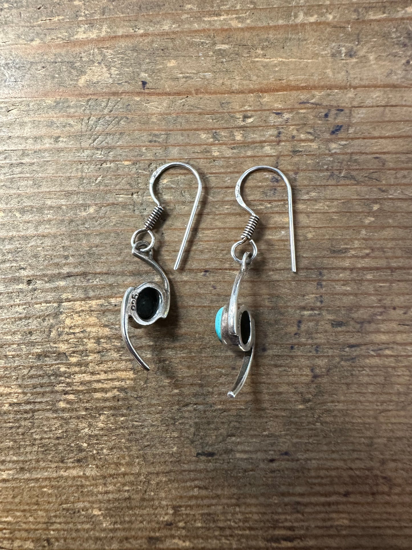 Abstract Turquoise 925 Silver Earrings