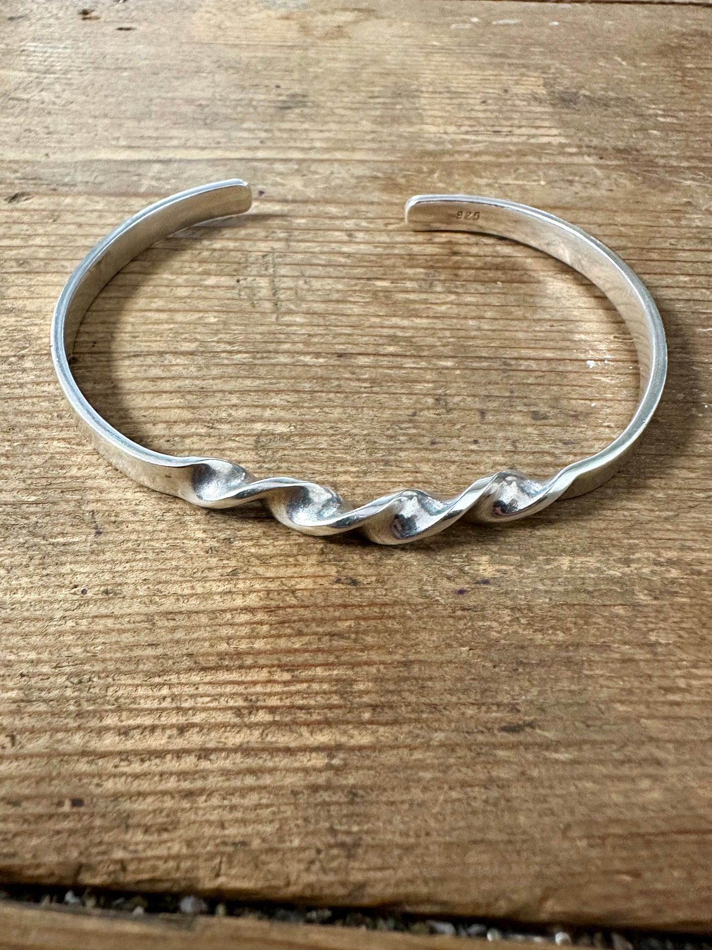 Vintage Twisted Cuff 925 Silver Bangle