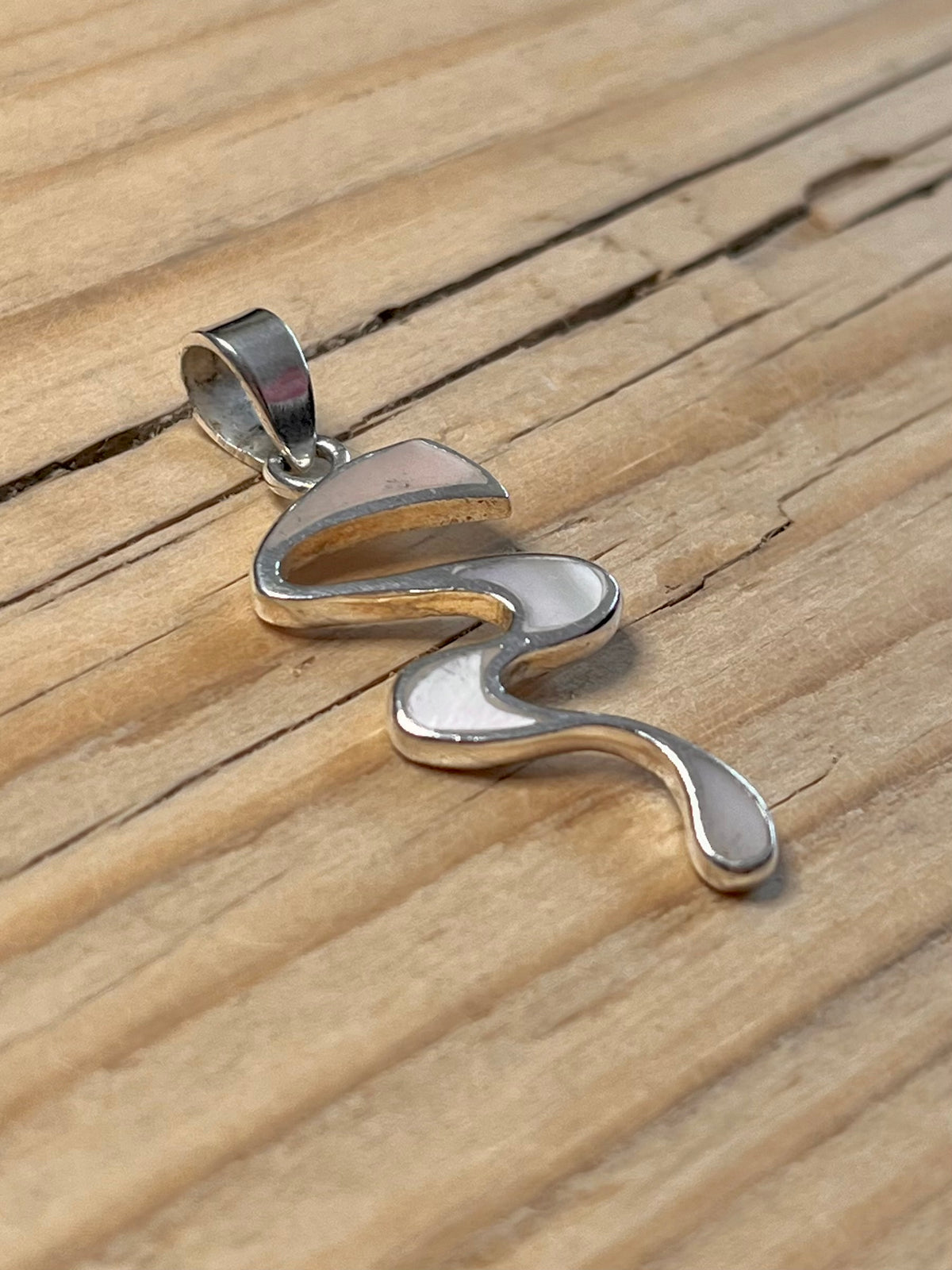 Mother of Pearl Abstract 925 Sterling Silver Pendant