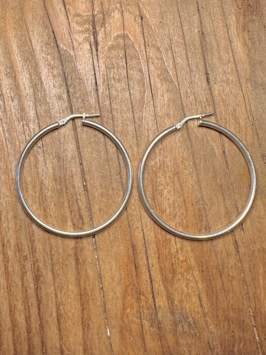 Modern Large Hoops Italy 925 Sterling Silver Earrings