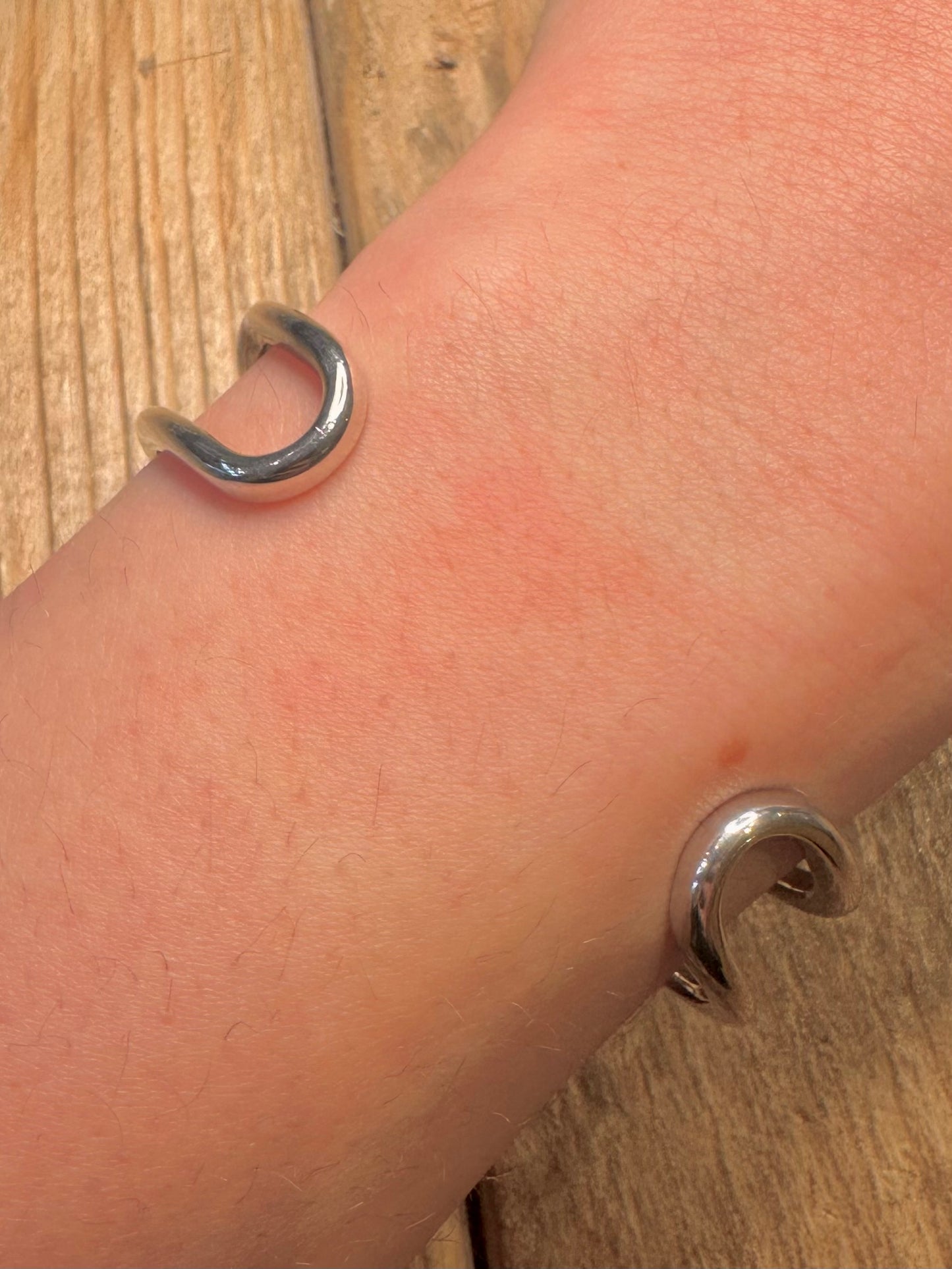 Modernist Tiffany & Co Style Zig Zag Cuff 925 Sterling Silver Bangle