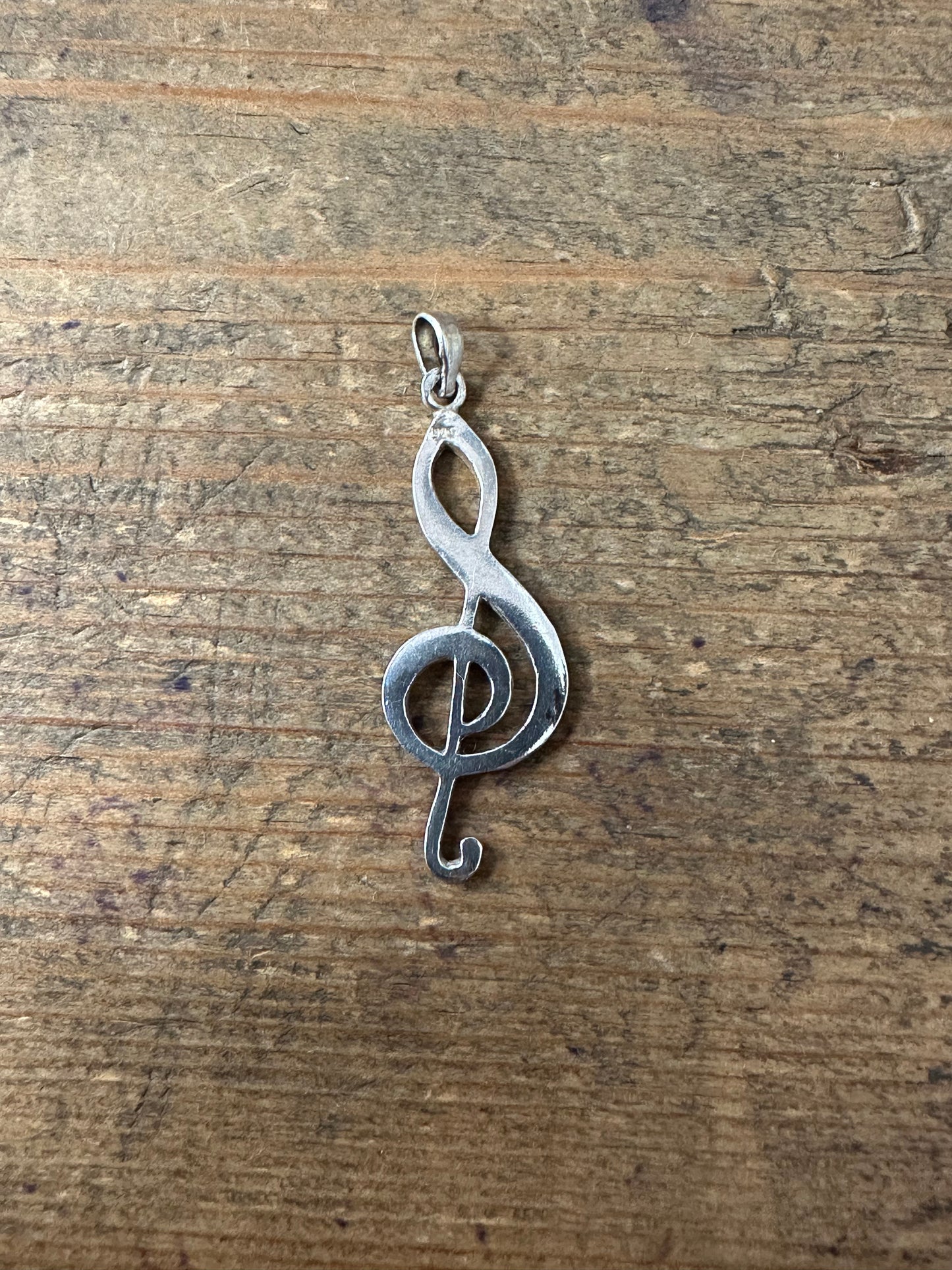 Vintage Music Note 925 Silver Pendant