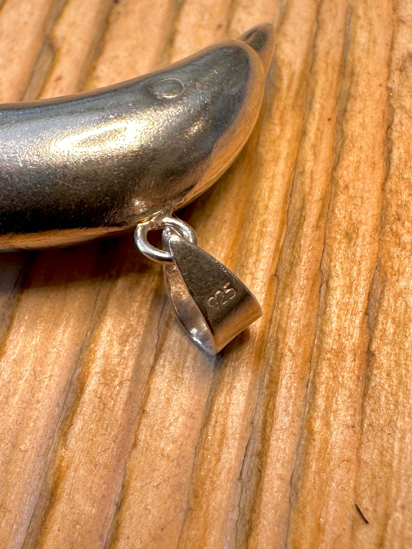 Dolphin Curved 925 Sterling Silver Pendant