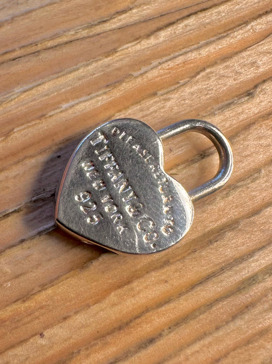 Vintage Tiffany & Co Heart Padlock 925 Sterling Silver Pendant