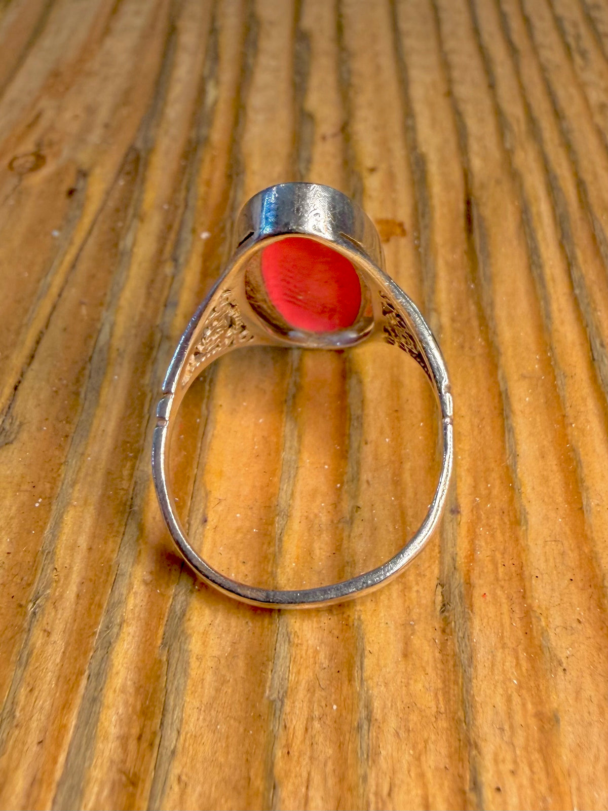 Oval Pink Mother of Pearl 925 Sterling Silver Size N Ring