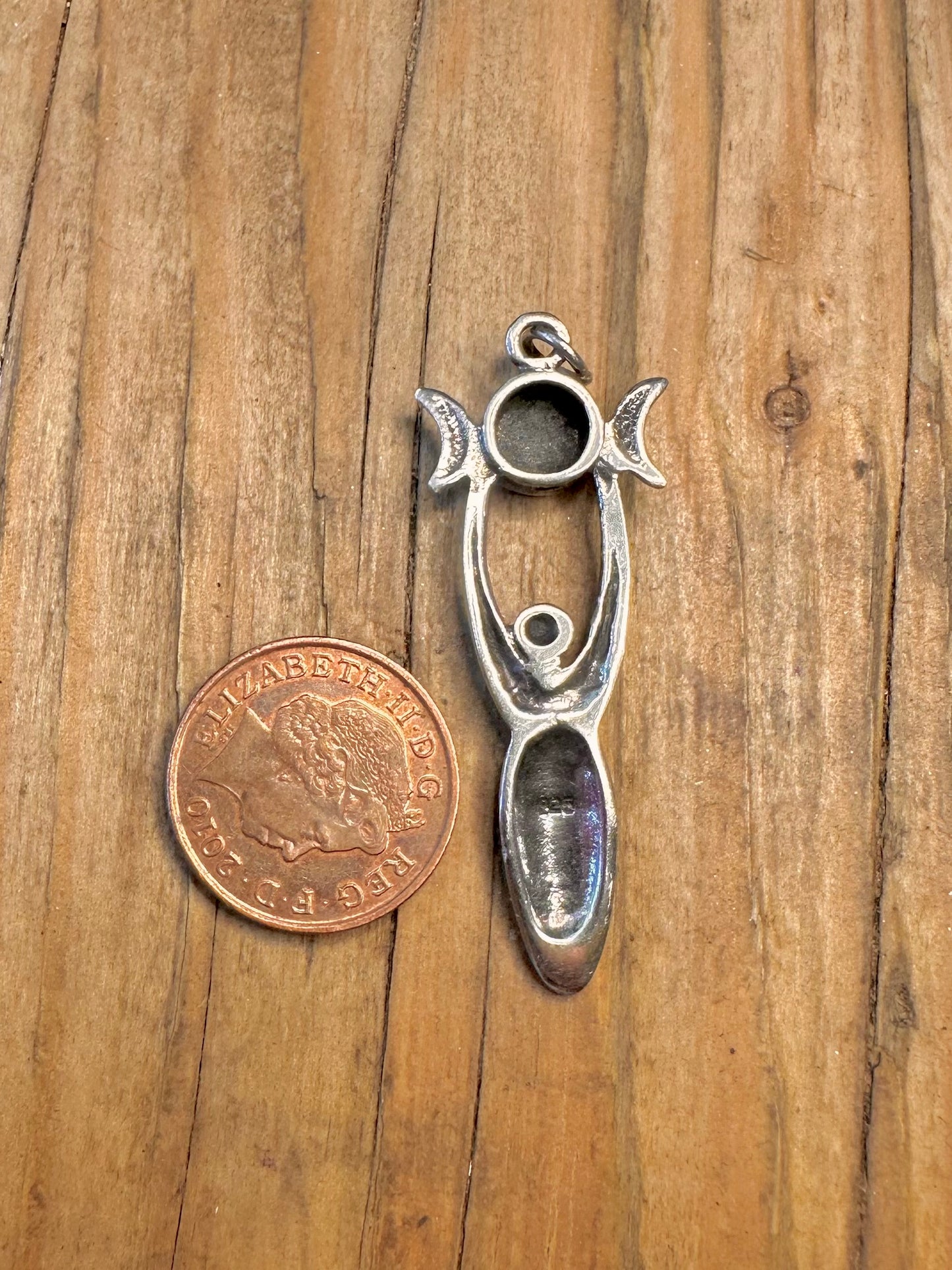 Triple Moon Spiral Goddess 925 Sterling Silver Pendant