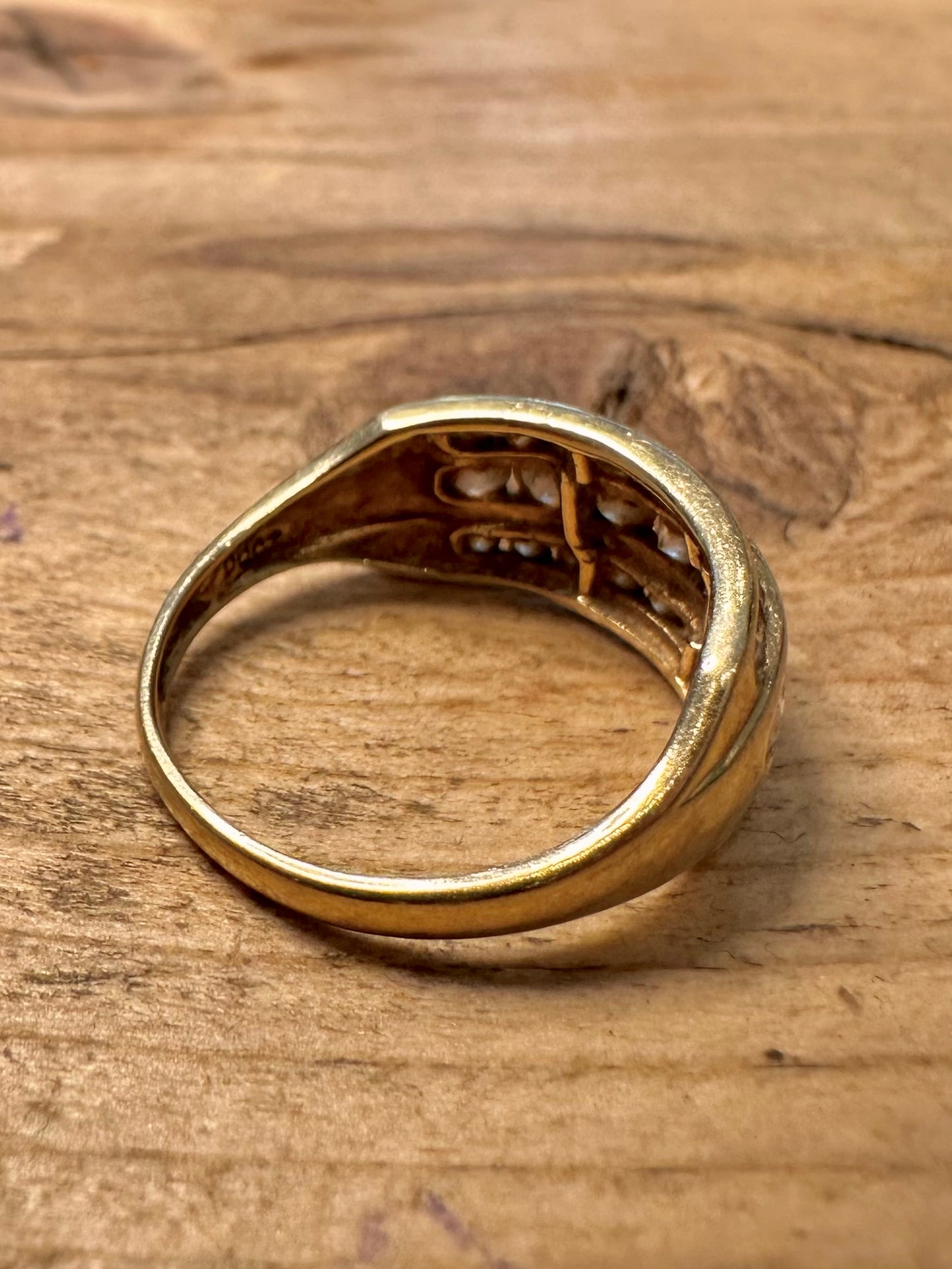 Modern 2004 14ct Gold White Stones 585 Size N1/2 Ring