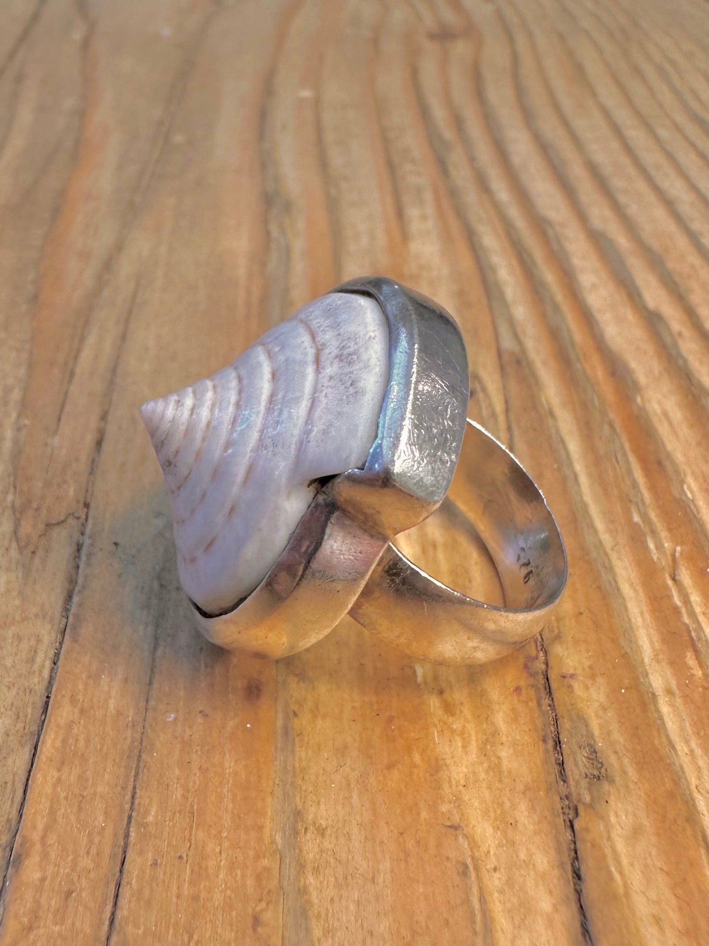 Shell Eye Shiva 925 Sterling Silver Size N Ring