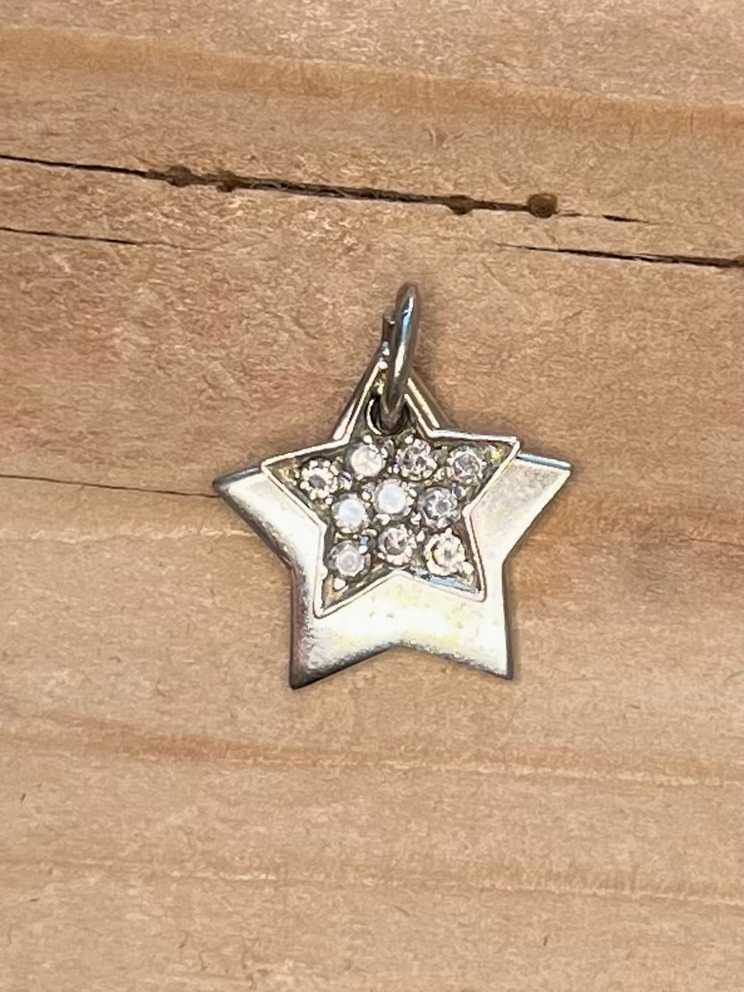 Double CZ Stone Star 925 Sterling Silver Pendant