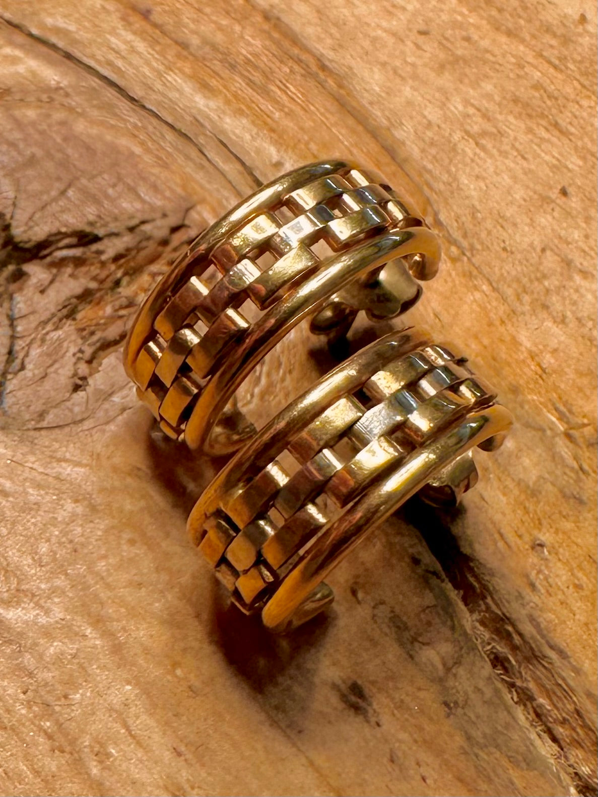 Vintage 9ct Gold Basket Style Hoop Earrings