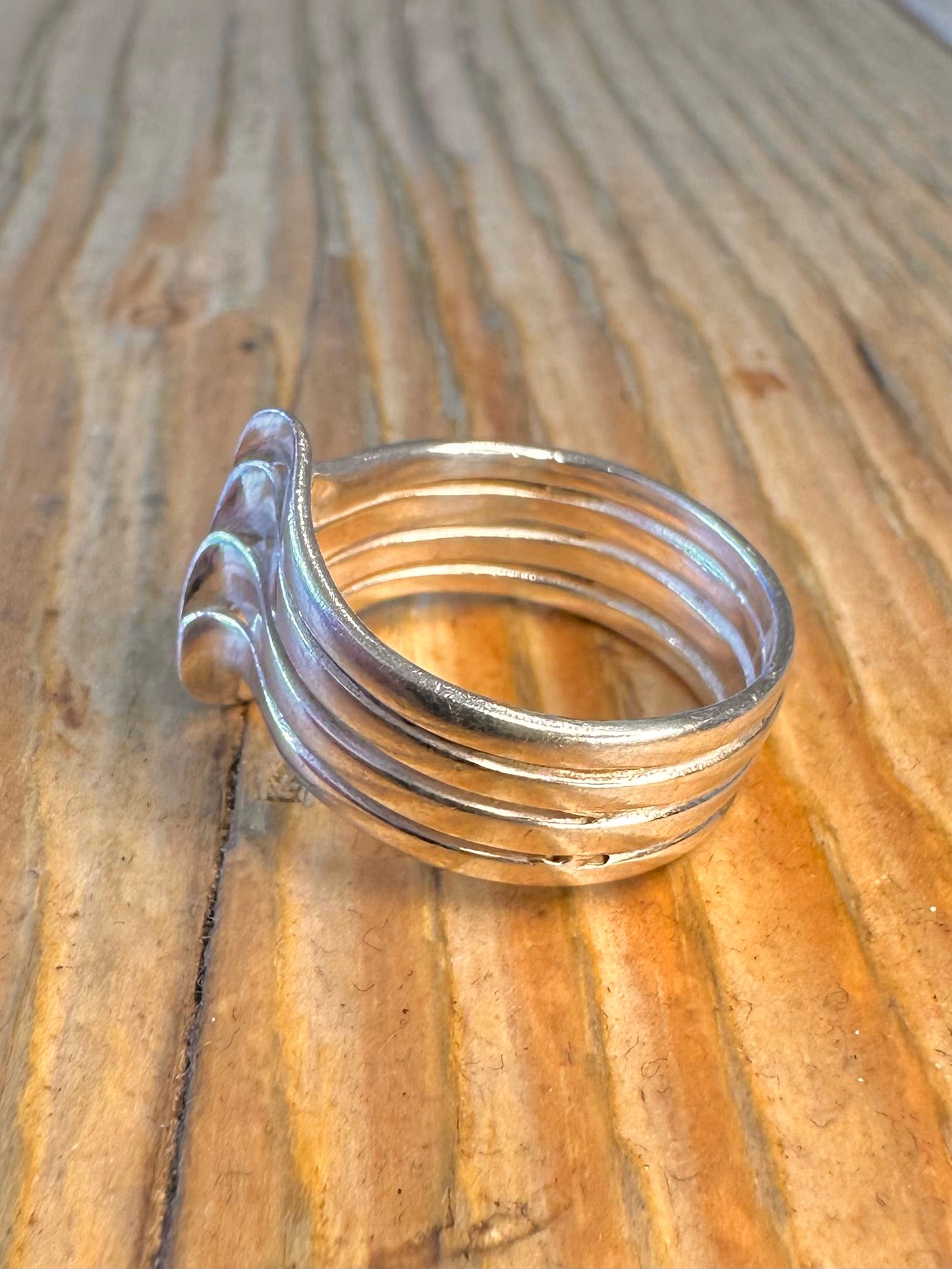Abstract Layered Twist 925 Sterling Silver Size N Ring
