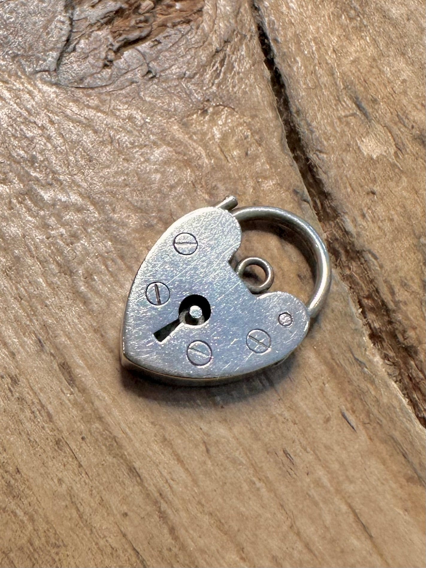 Vintage Heart Padlock 925 Silver Pendant