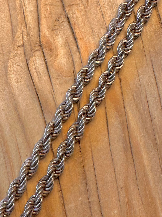 Vintage Rope Chain 925 Silver 26 inch Necklace