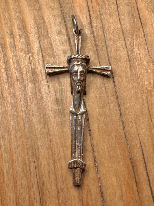 Vintage Cross INRI Jesus 925 Sterling Silver Maltese Pendant
