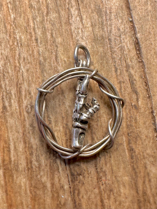 Vintage Thorn Skeleton Hand 925 Sterling Silver Pendant